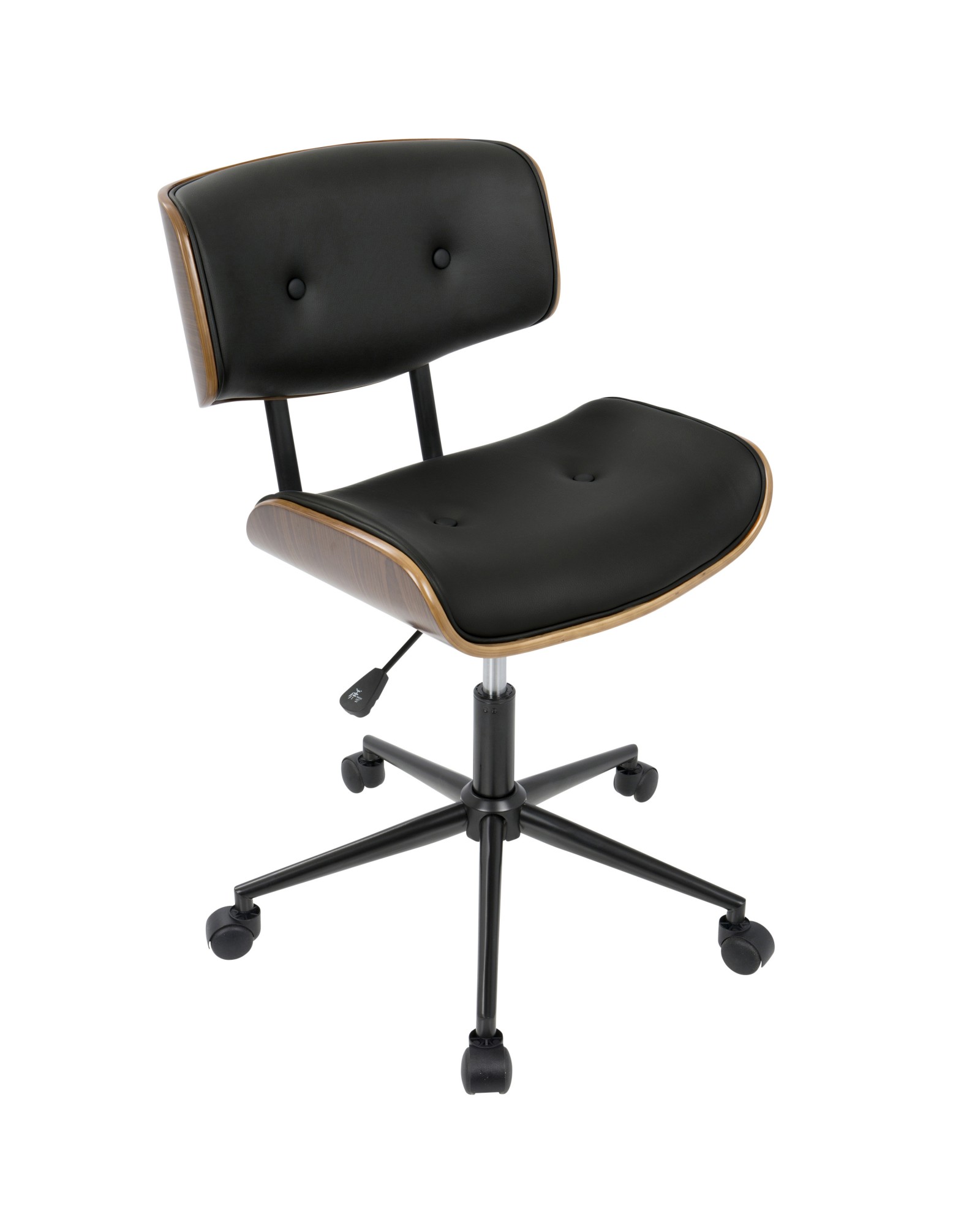 Lombardi Mid-Century Modern Adjustable Office Chair with Swivel in Walnut and Black