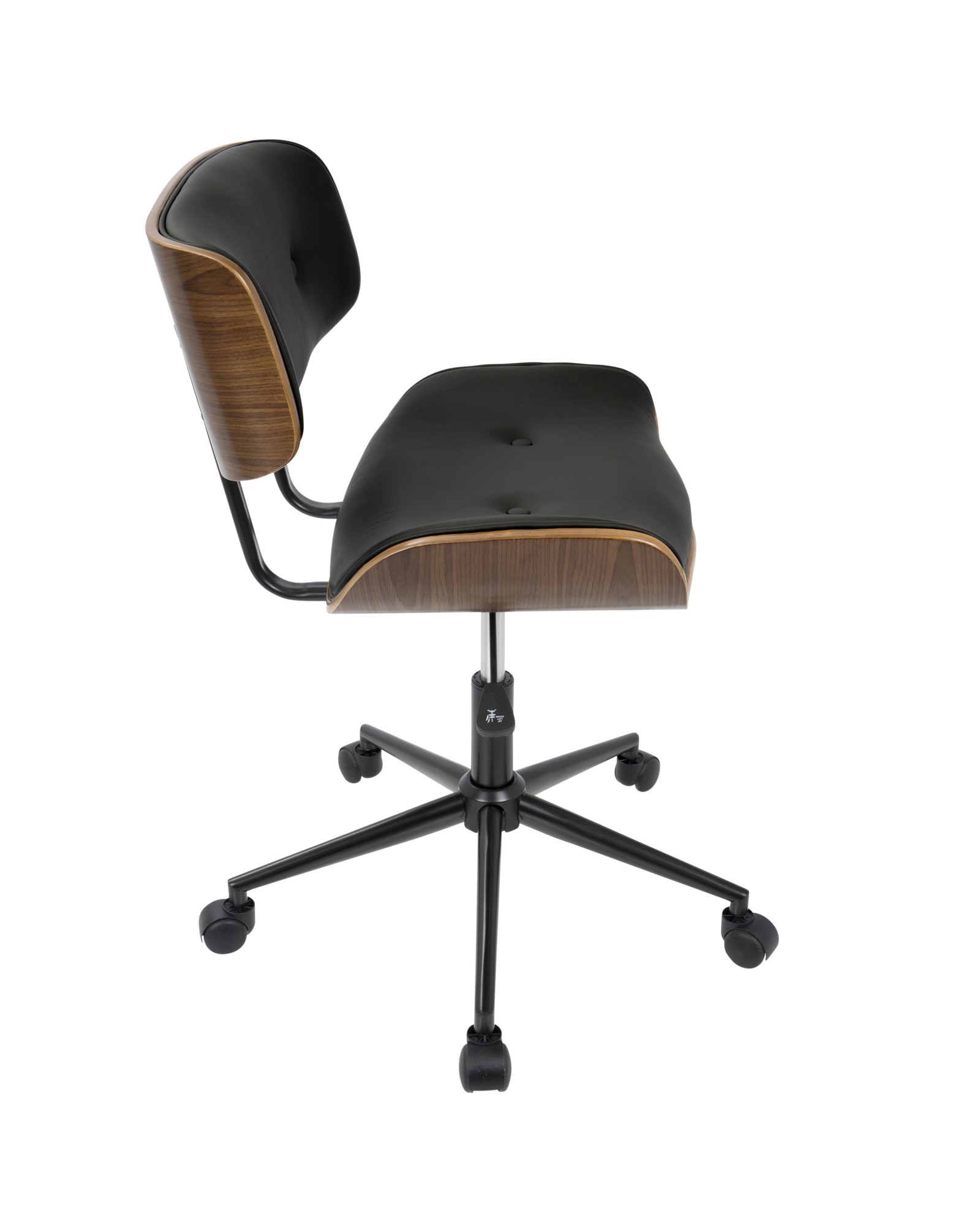 Lombardi Mid-Century Modern Adjustable Office Chair with Swivel in Walnut and Black