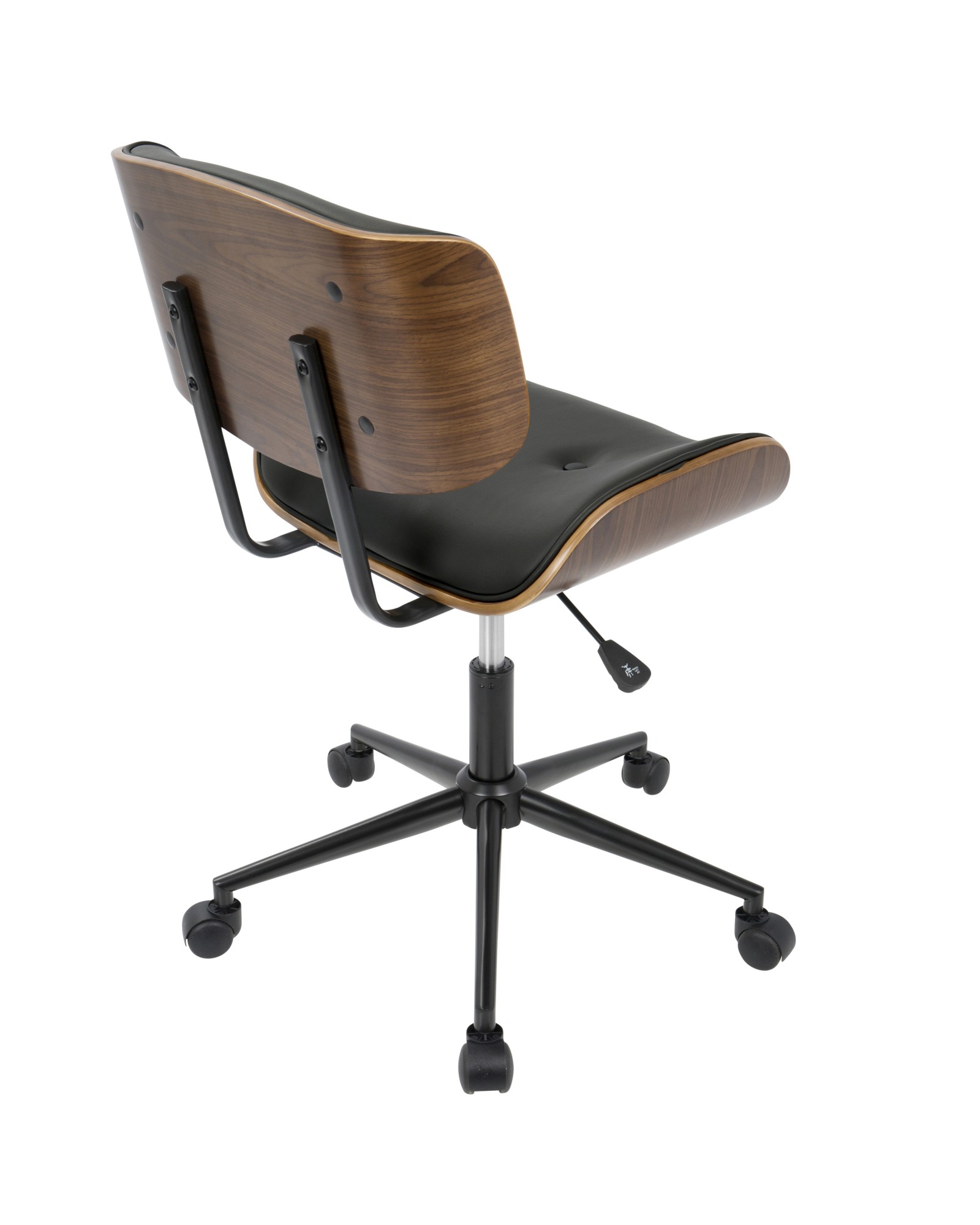 Lombardi Mid-Century Modern Adjustable Office Chair with Swivel in Walnut and Black