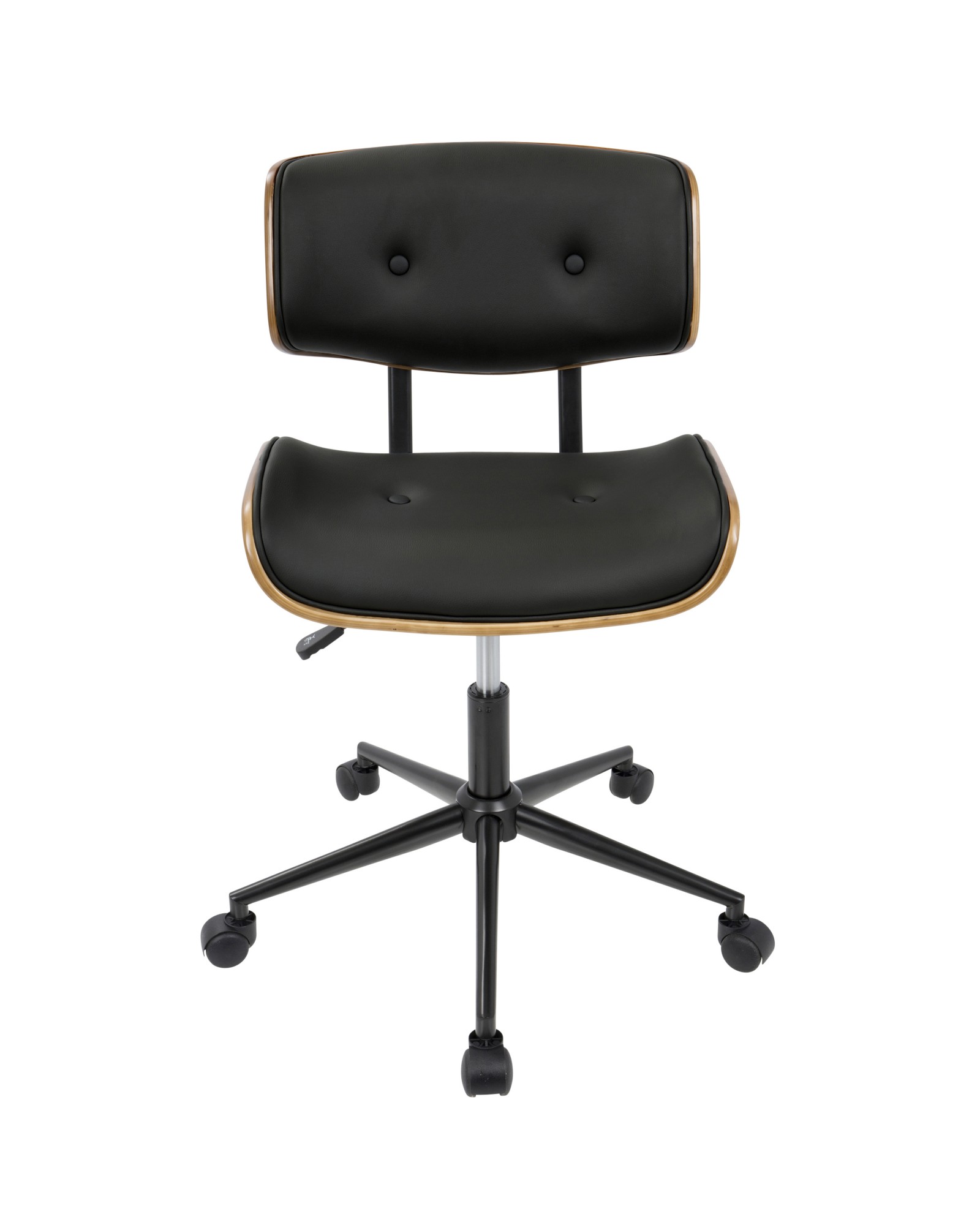 Lombardi Mid-Century Modern Adjustable Office Chair with Swivel in Walnut and Black