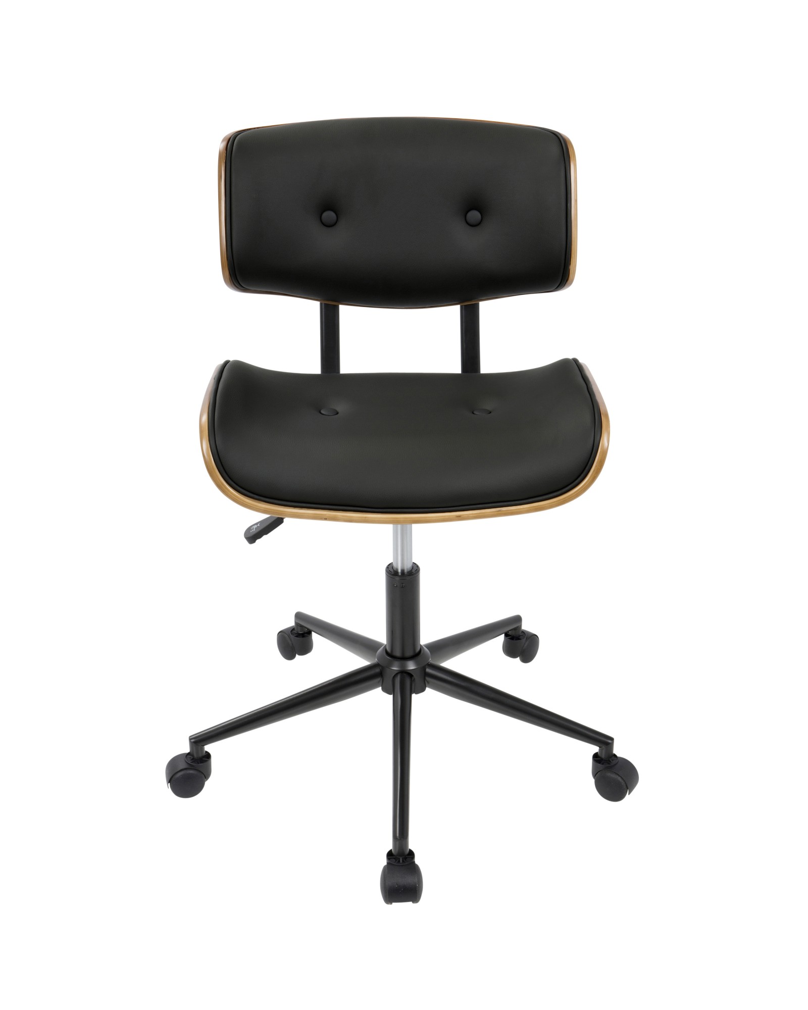 Lombardi Mid-Century Modern Adjustable Office Chair with Swivel in Walnut and Black