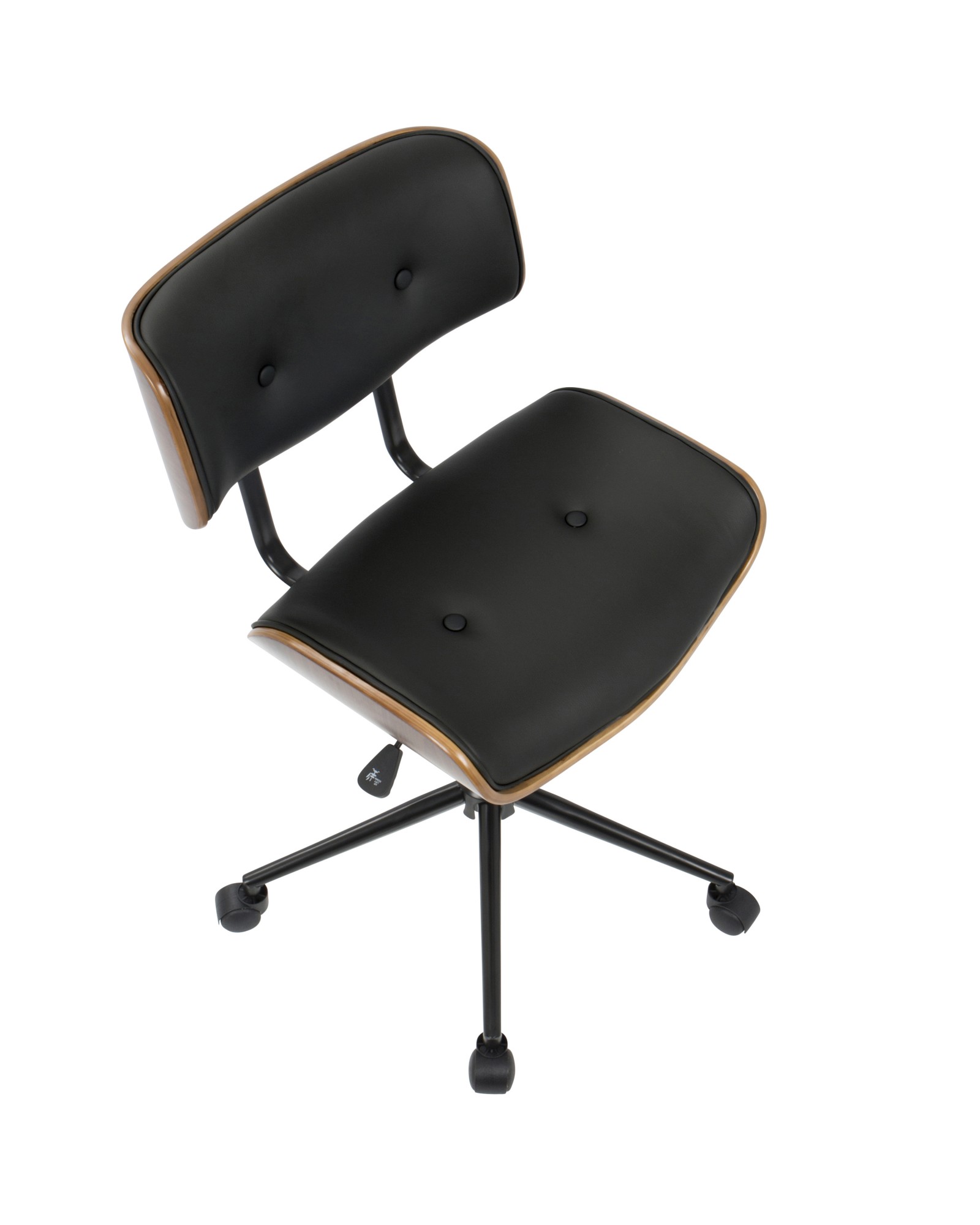 Lombardi Mid-Century Modern Adjustable Office Chair with Swivel in Walnut and Black