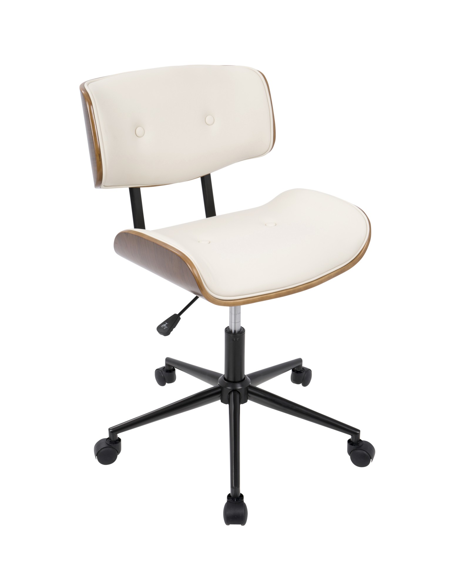 Lombardi Mid-Century Modern Adjustable Office Chair with Swivel in Walnut and Cream