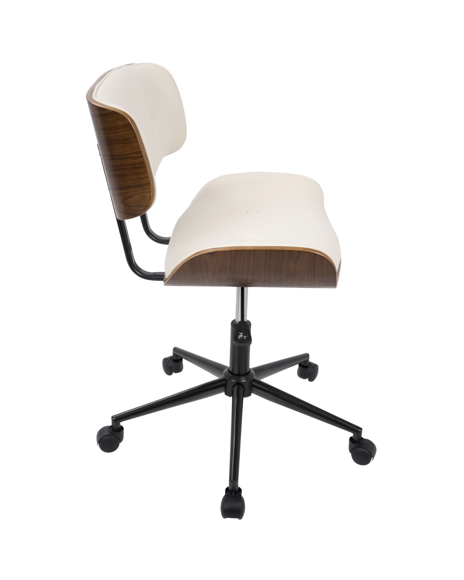 Lombardi Mid-Century Modern Adjustable Office Chair with Swivel in Walnut and Cream