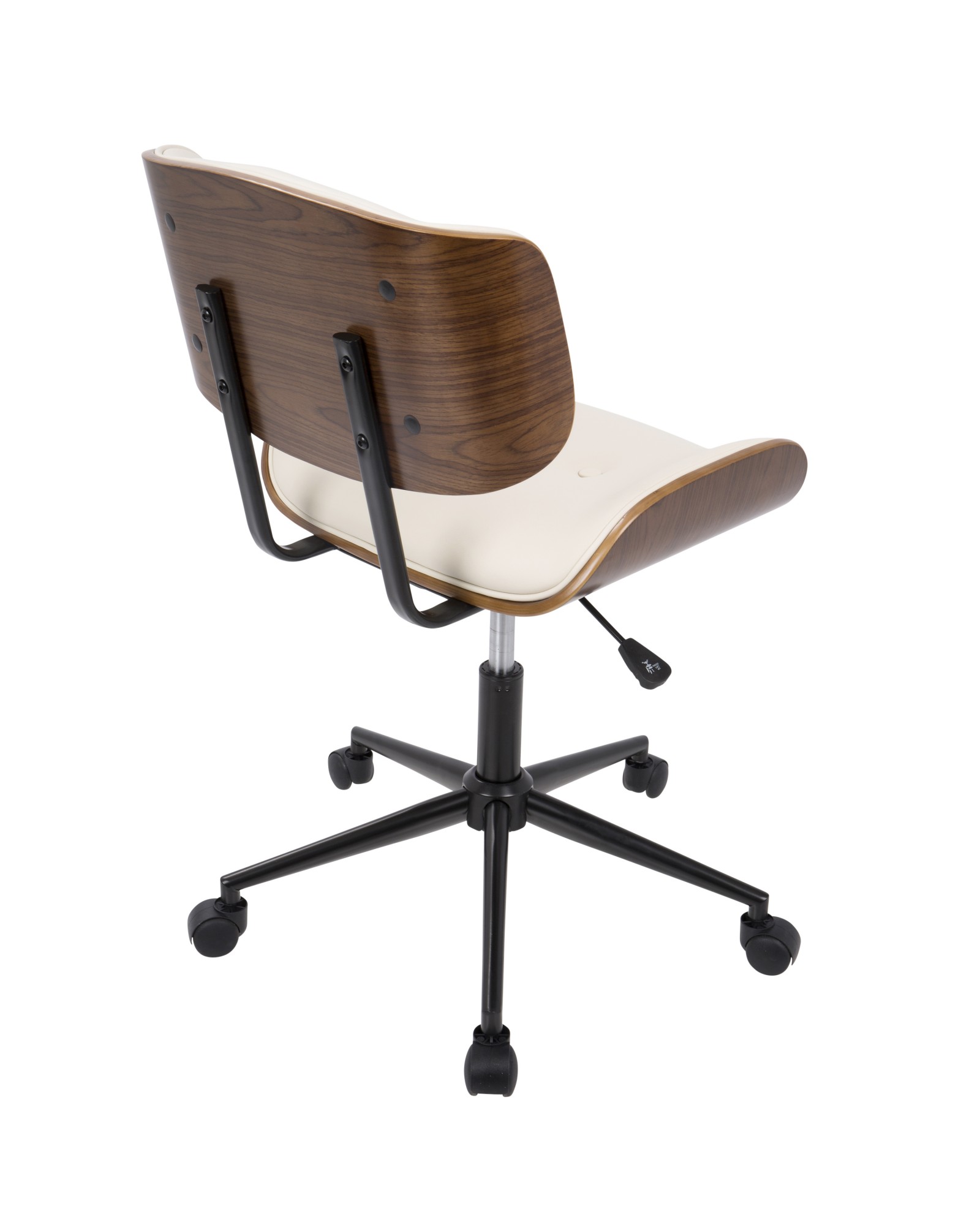 Lombardi Mid-Century Modern Adjustable Office Chair with Swivel in Walnut and Cream