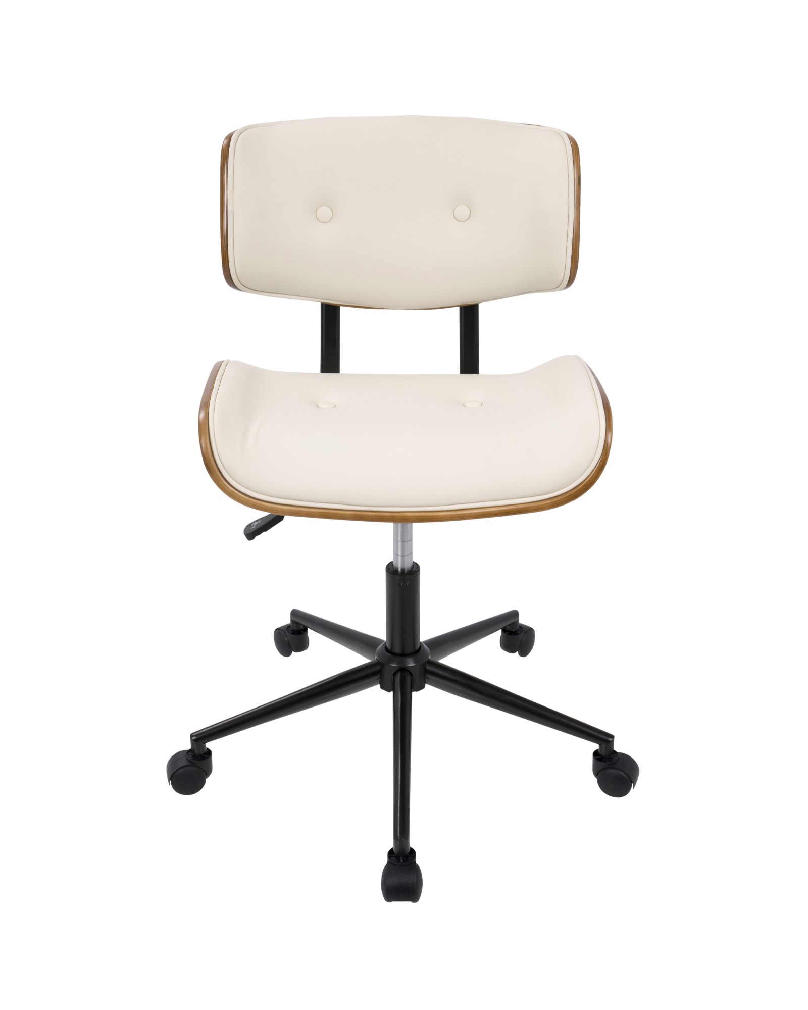 Lombardi Mid-Century Modern Adjustable Office Chair with Swivel in Walnut and Cream