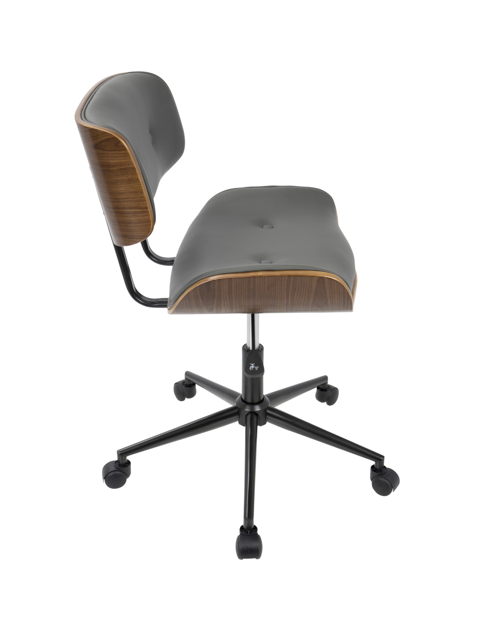Lombardi Mid-Century Modern Adjustable Office Chair with Swivel in Walnut and Grey