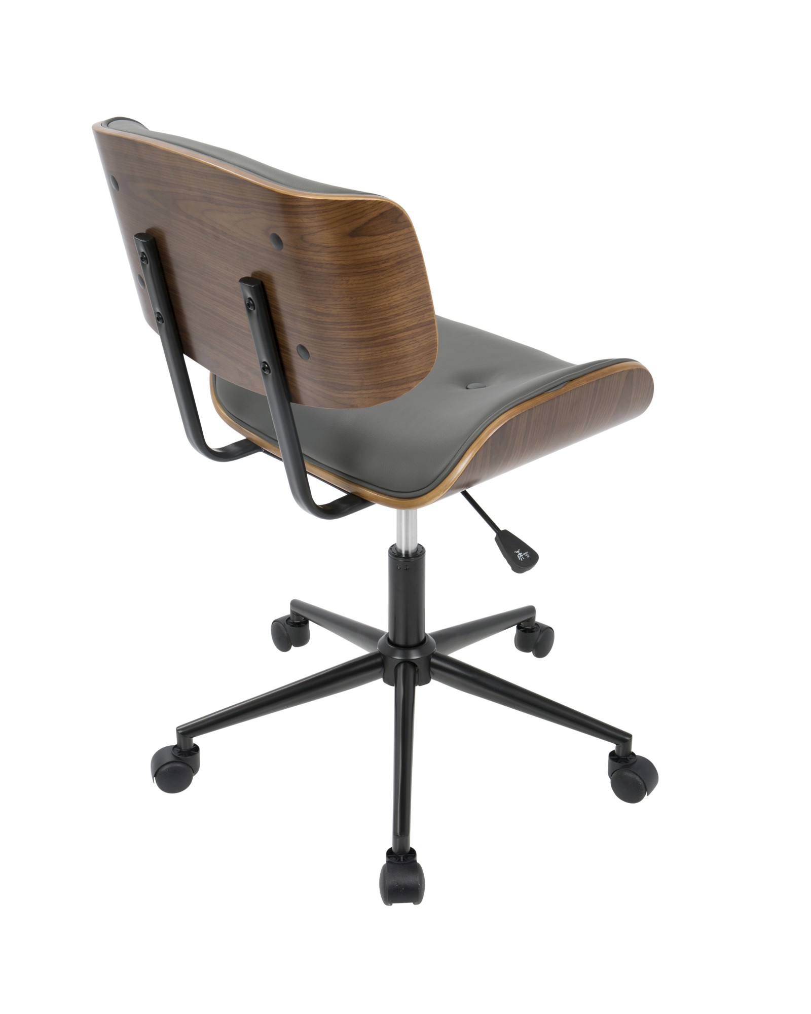 Lombardi Mid-Century Modern Adjustable Office Chair with Swivel in Walnut and Grey