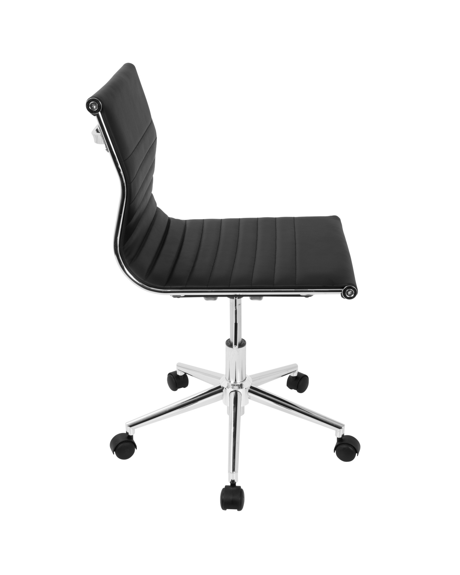 Master Contemporary Armless Adjustable Task Chair in Black Faux Leather