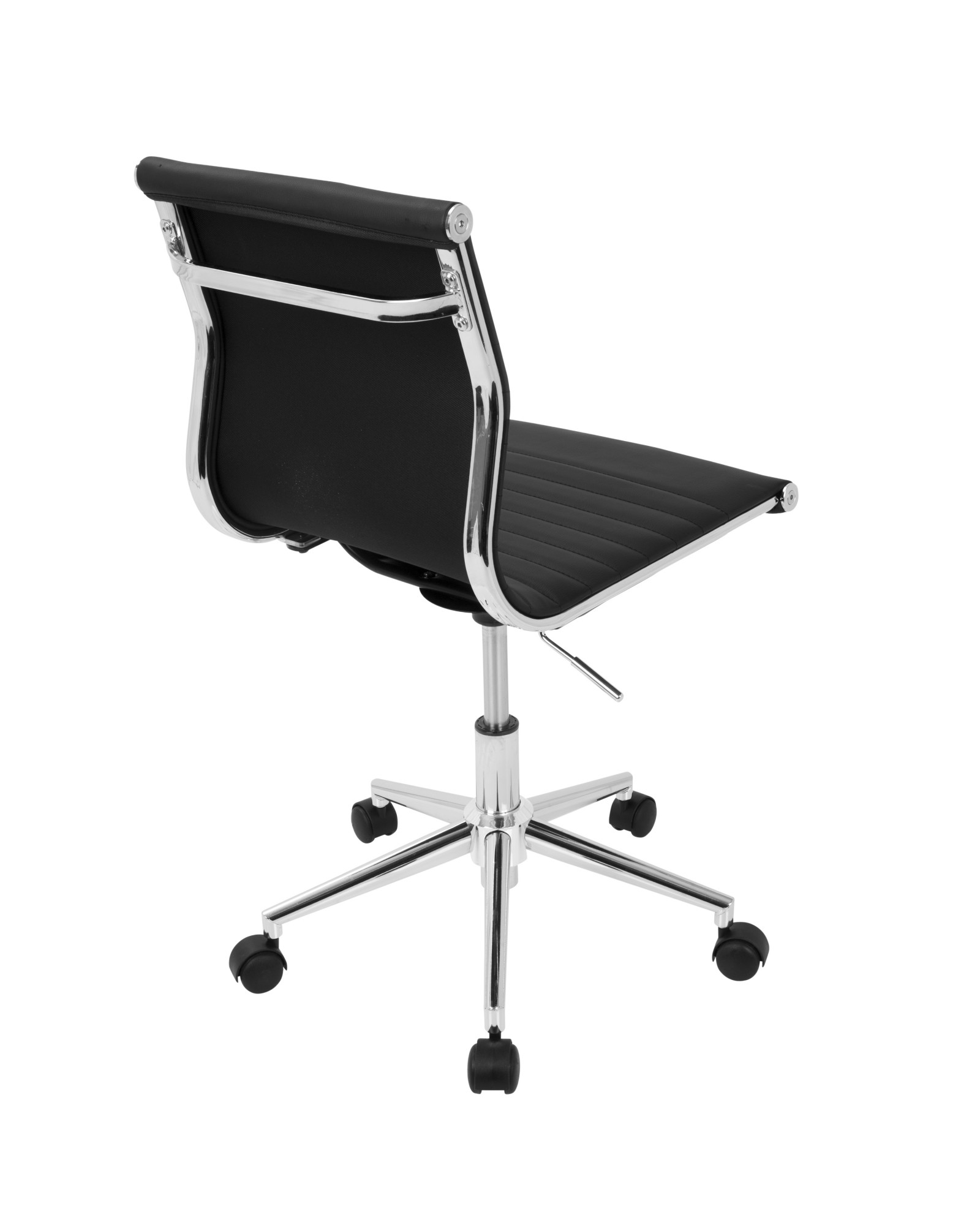 Master Contemporary Armless Adjustable Task Chair in Black Faux Leather