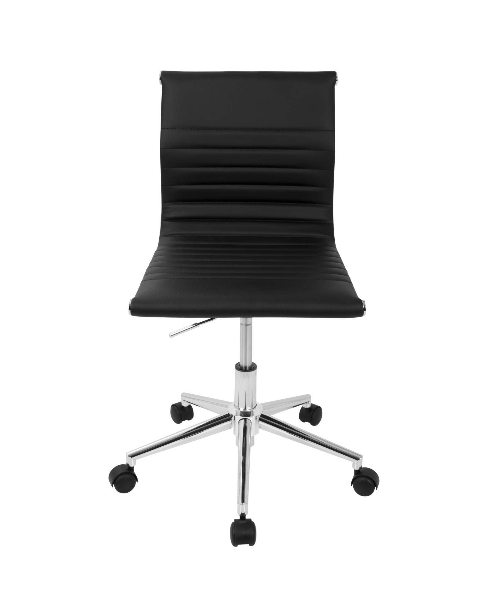 Master Contemporary Armless Adjustable Task Chair in Black Faux Leather