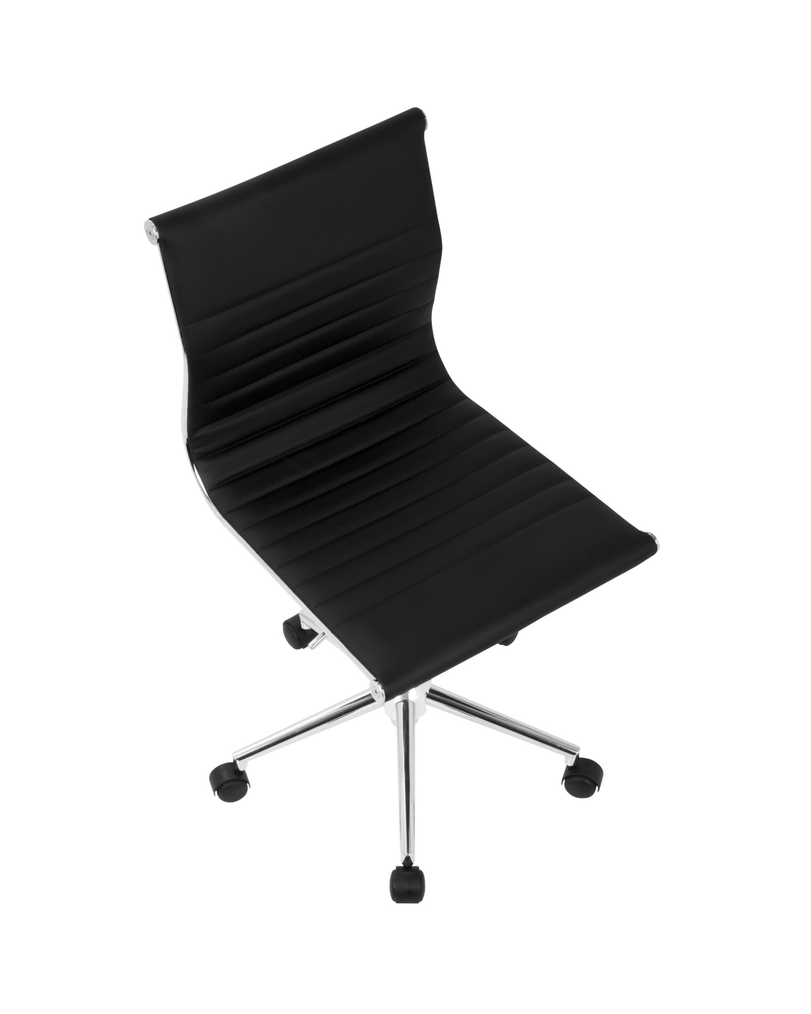 Master Contemporary Armless Adjustable Task Chair in Black Faux Leather