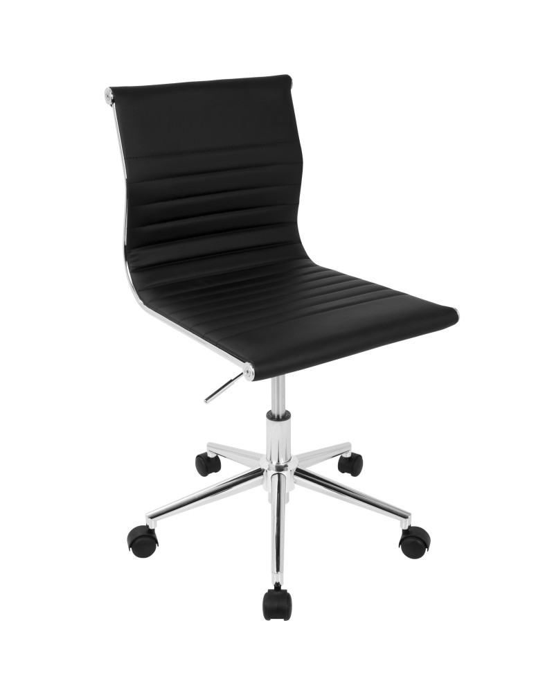 Master Contemporary Armless Adjustable Task Chair in Black Faux Leather