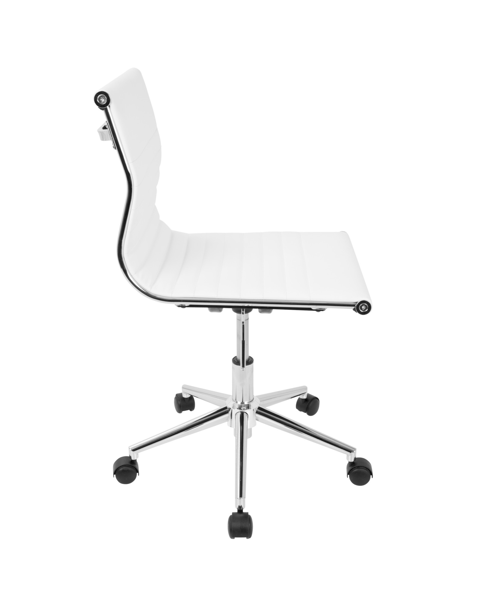 Master Contemporary Armless Adjustable Task Chair in White Faux Leather