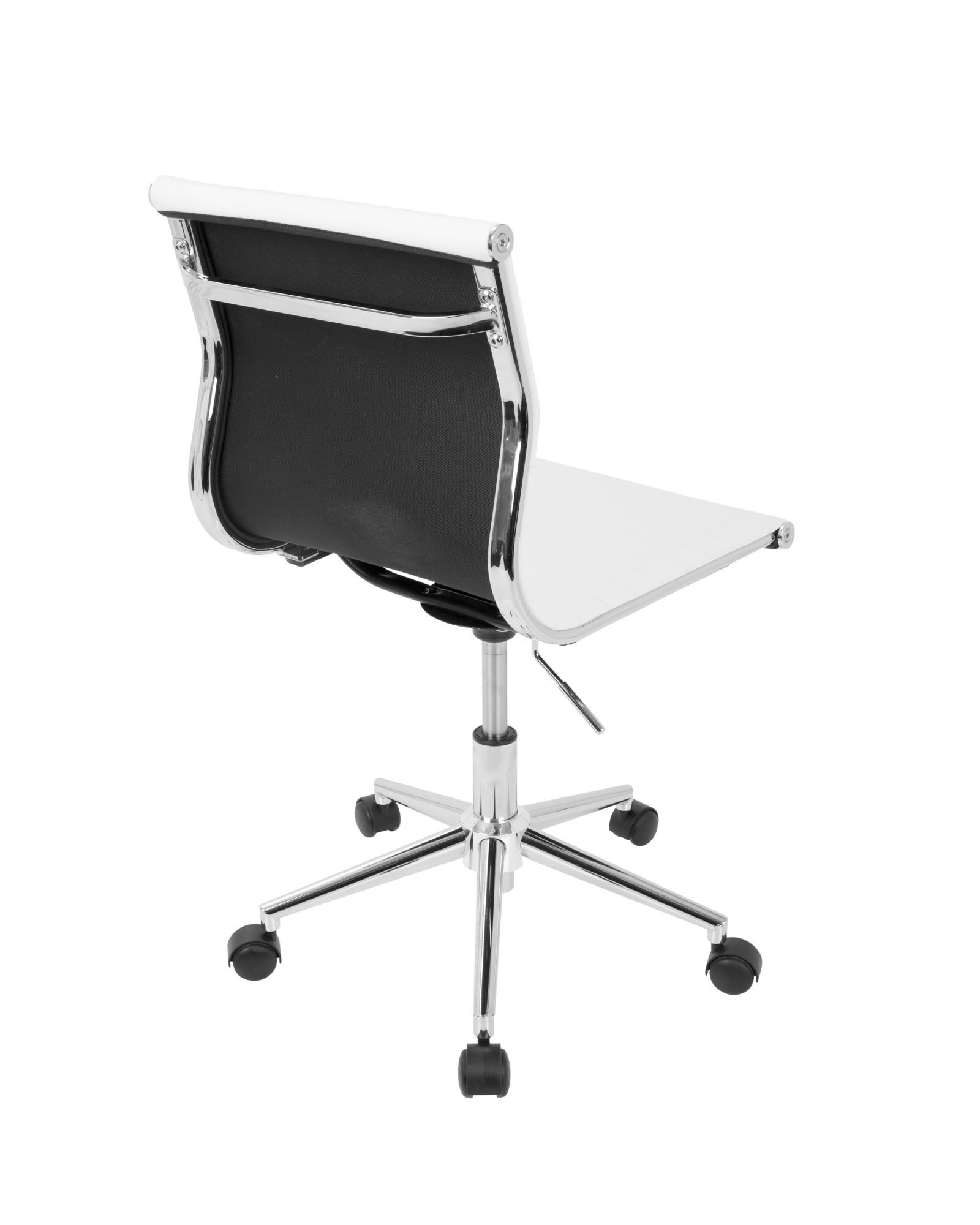 Master Contemporary Armless Adjustable Task Chair in White Faux Leather