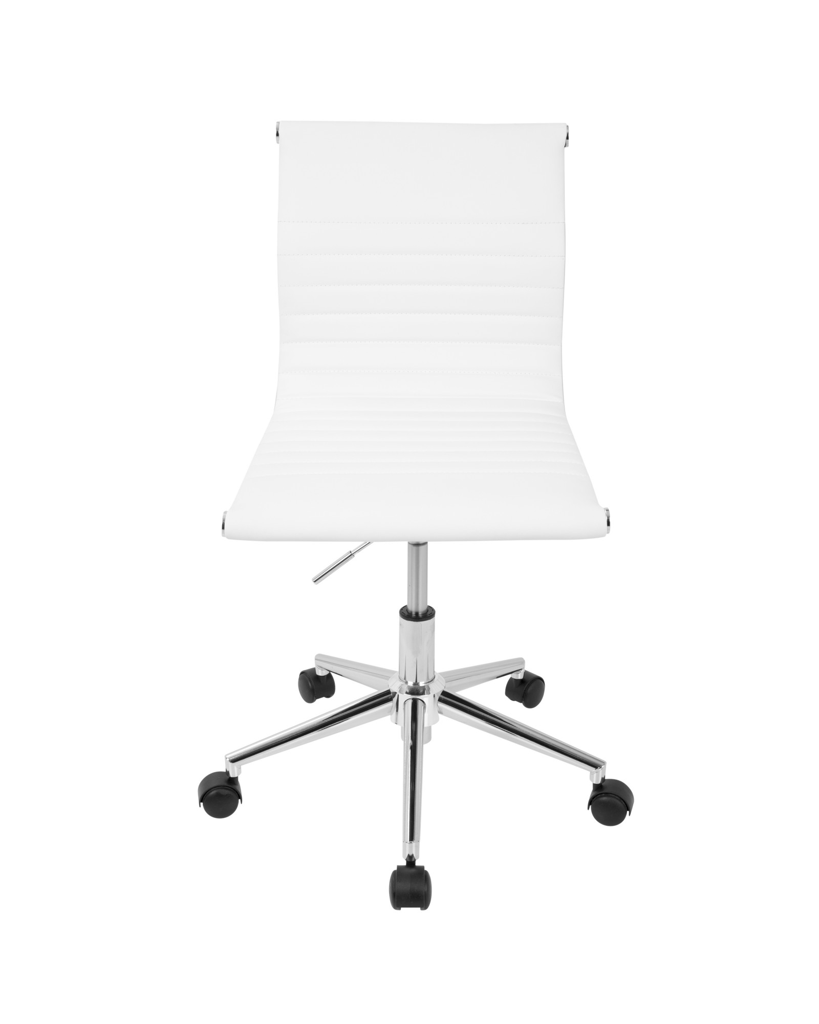 Master Contemporary Armless Adjustable Task Chair in White Faux Leather