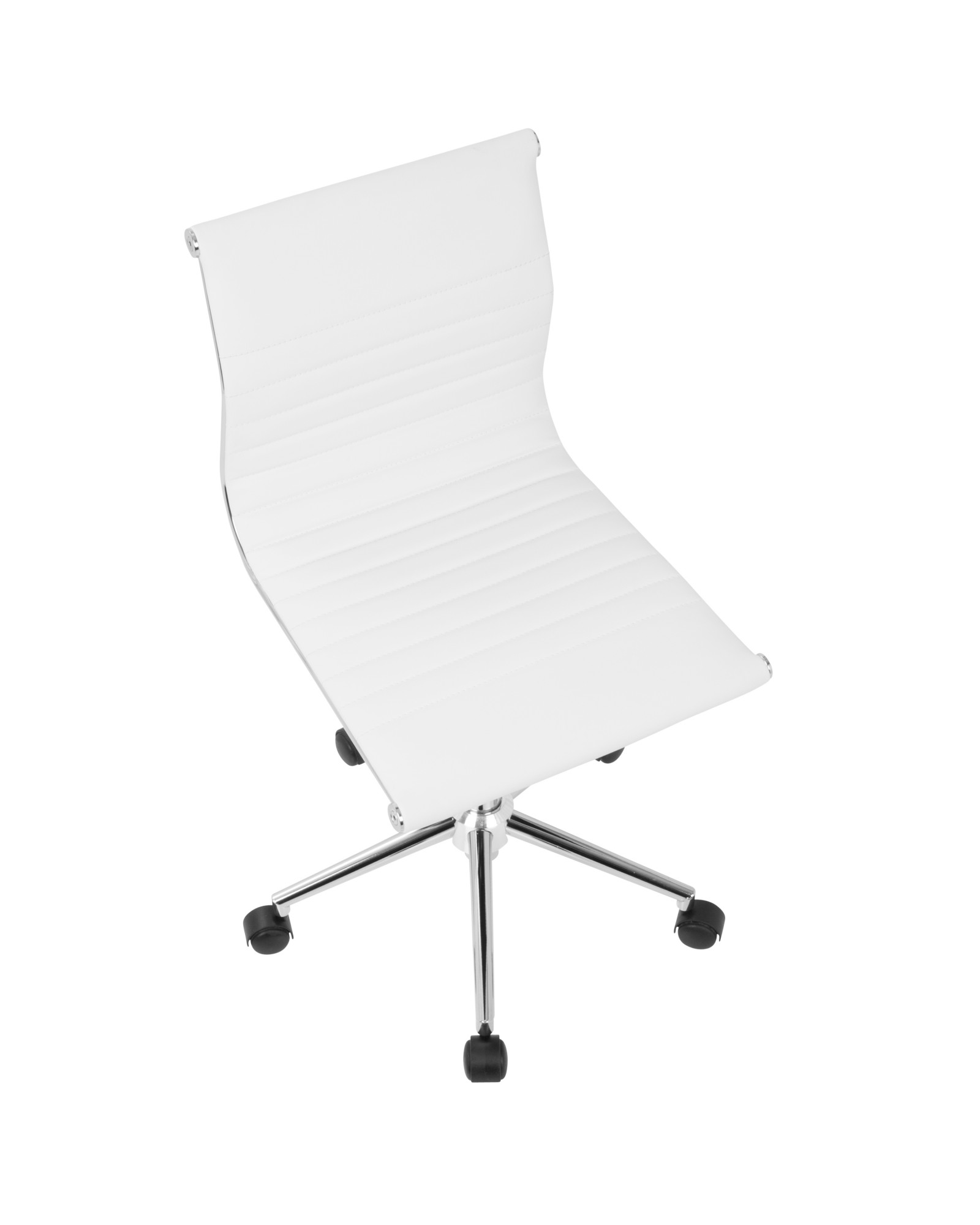 Master Contemporary Armless Adjustable Task Chair in White Faux Leather