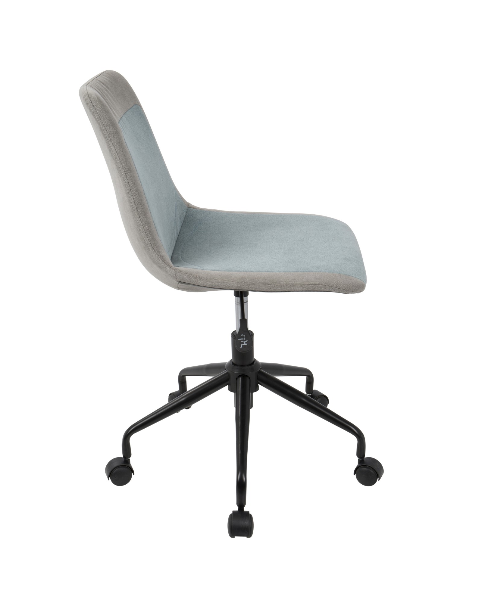 Orzo Height Adjustable Task Chair in Black with Blue Denim Fabric