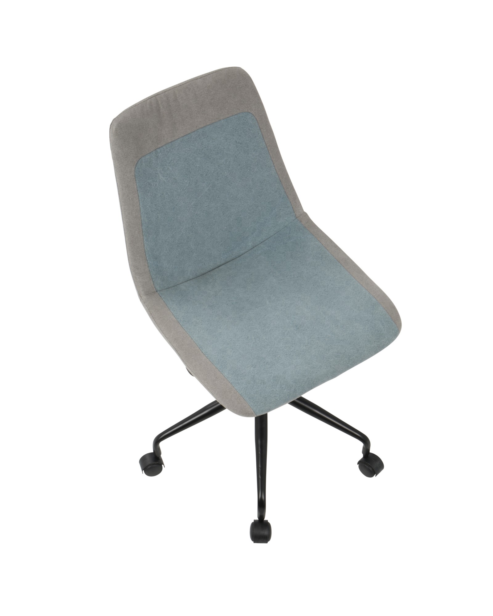 Orzo Height Adjustable Task Chair in Black with Blue Denim Fabric