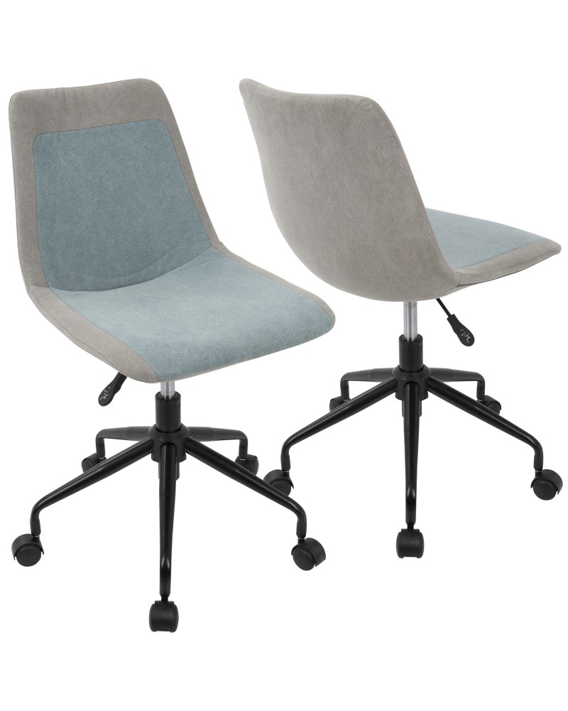 Orzo Height Adjustable Task Chair in Black with Blue Denim Fabric