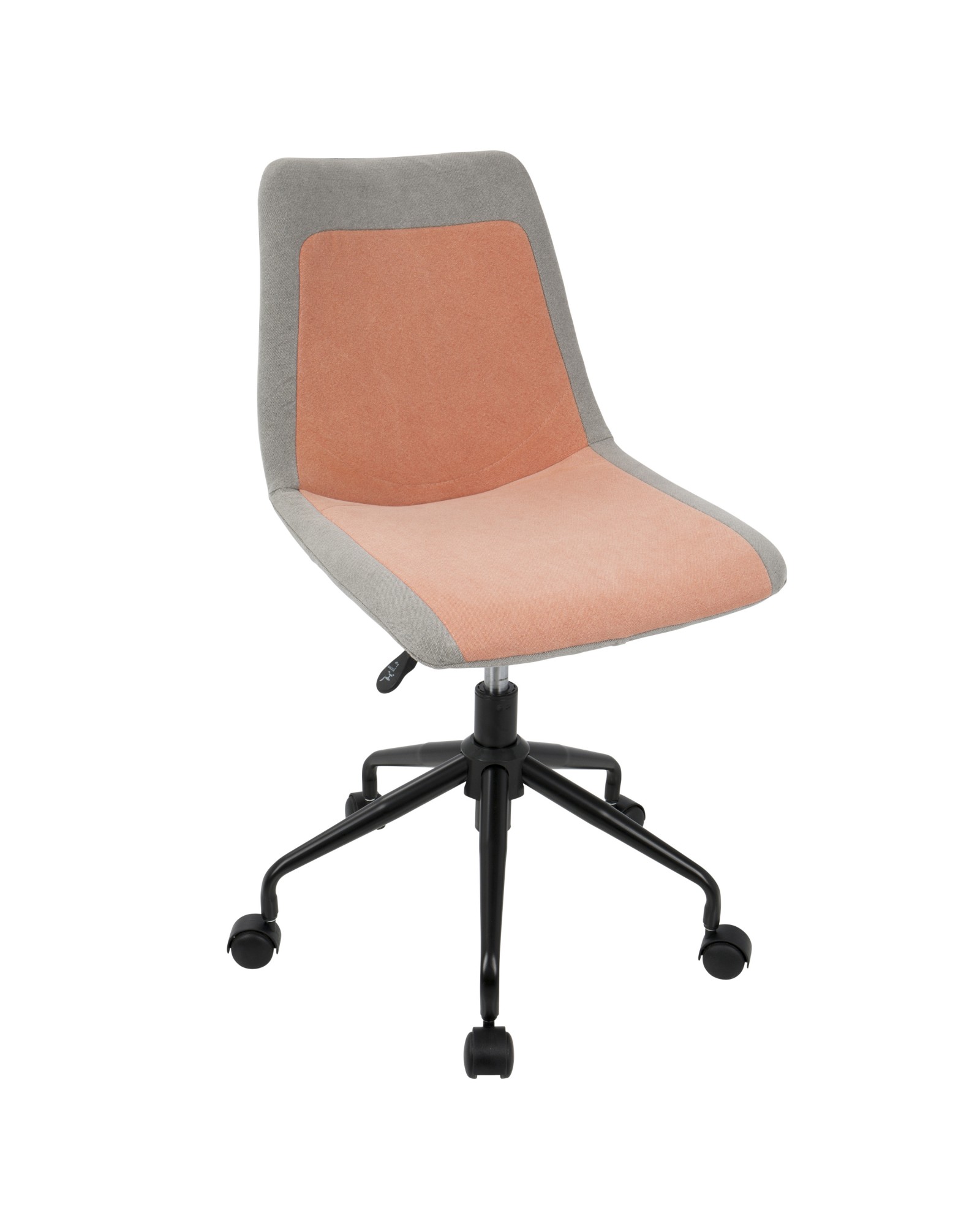 Orzo Height Adjustable Task Chair in Black with Orange Denim Fabric