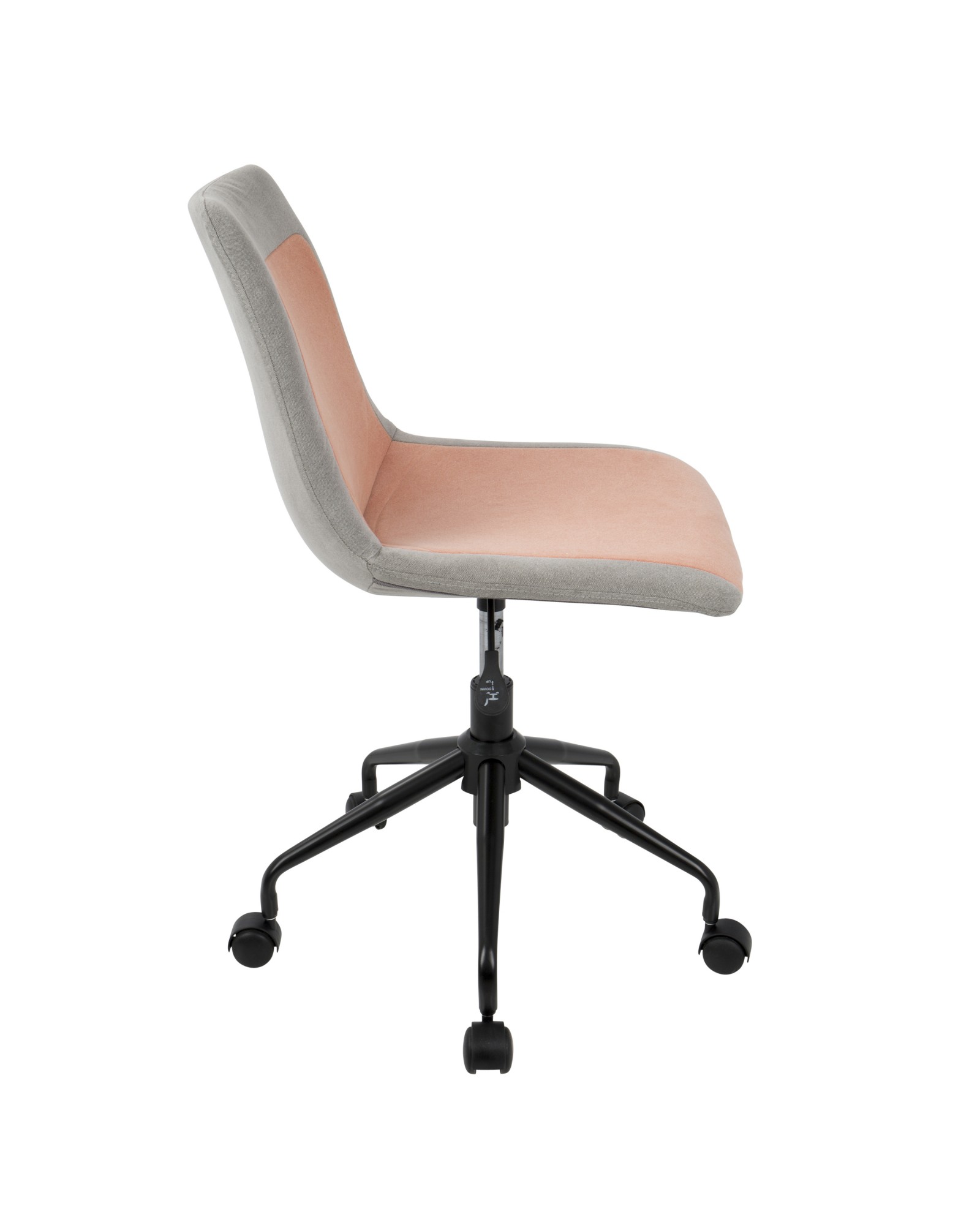 Orzo Height Adjustable Task Chair in Black with Orange Denim Fabric