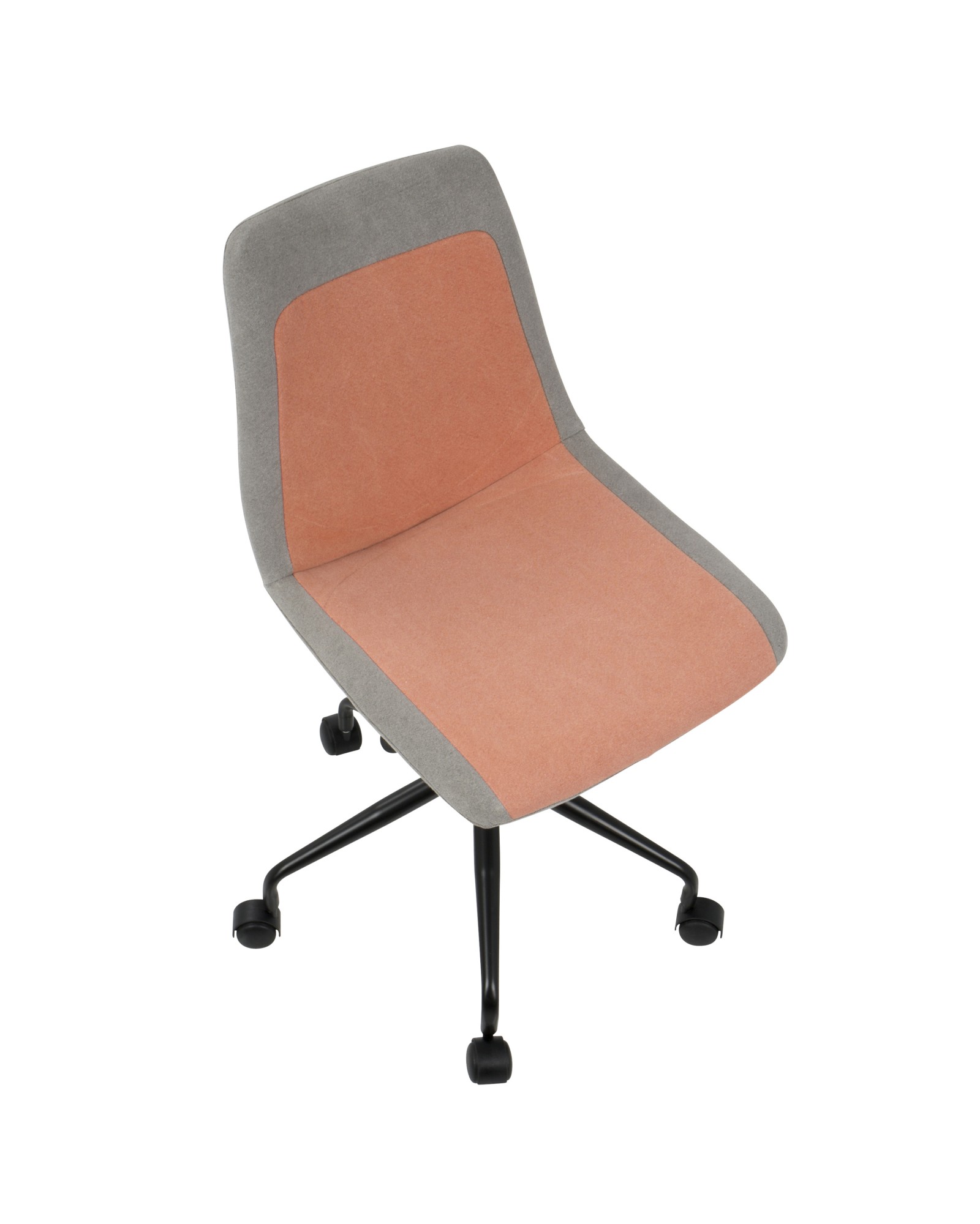 Orzo Height Adjustable Task Chair in Black with Orange Denim Fabric