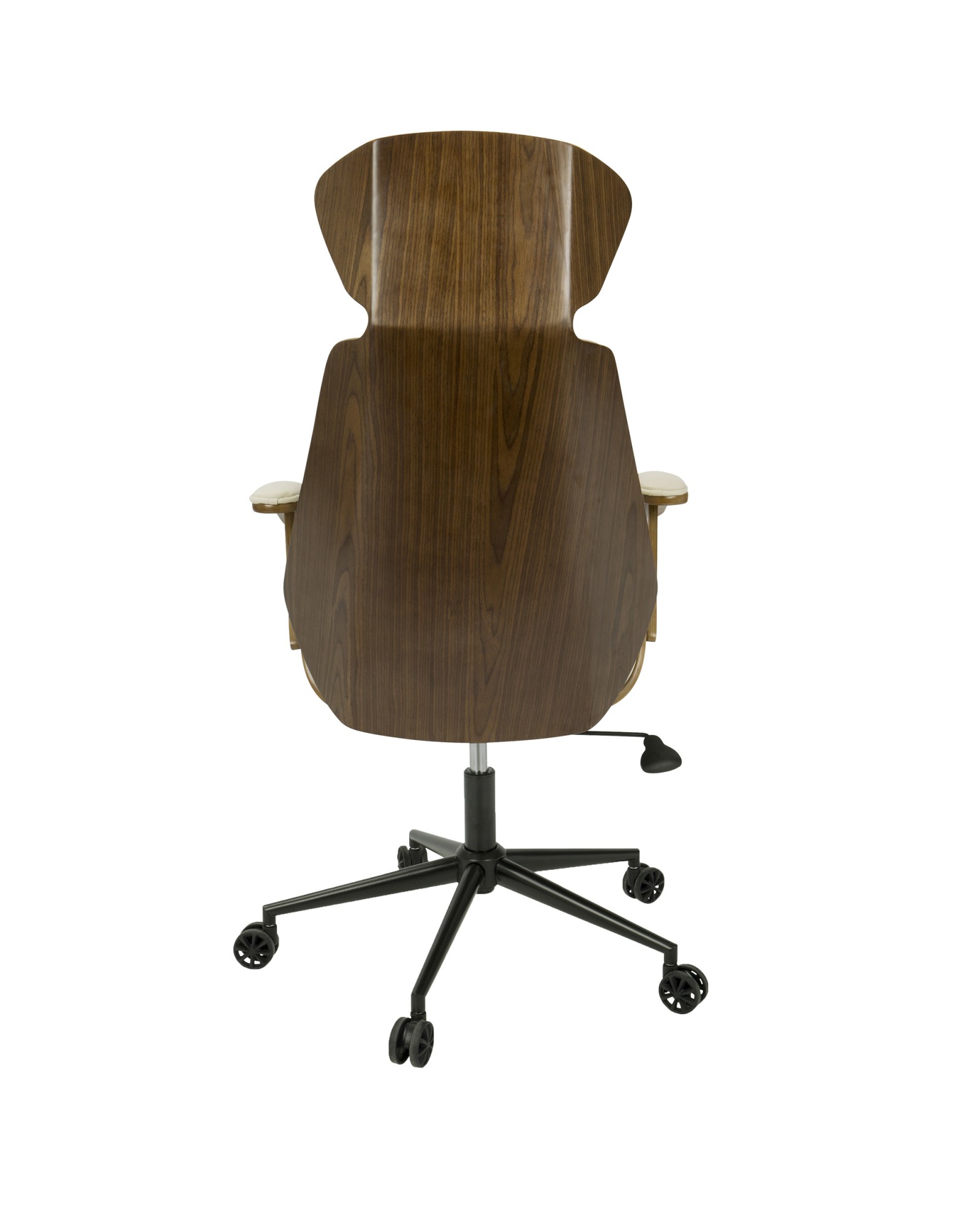Spectre Mid-Century Modern Adjustable Office Chair in Walnut Wood and Cream Faux Leather