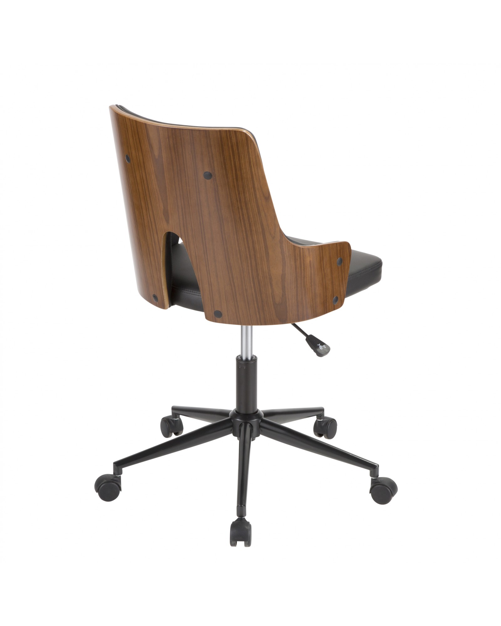 Stella Mid-Century Modern Office Chair in Walnut Wood and Black Faux Leather