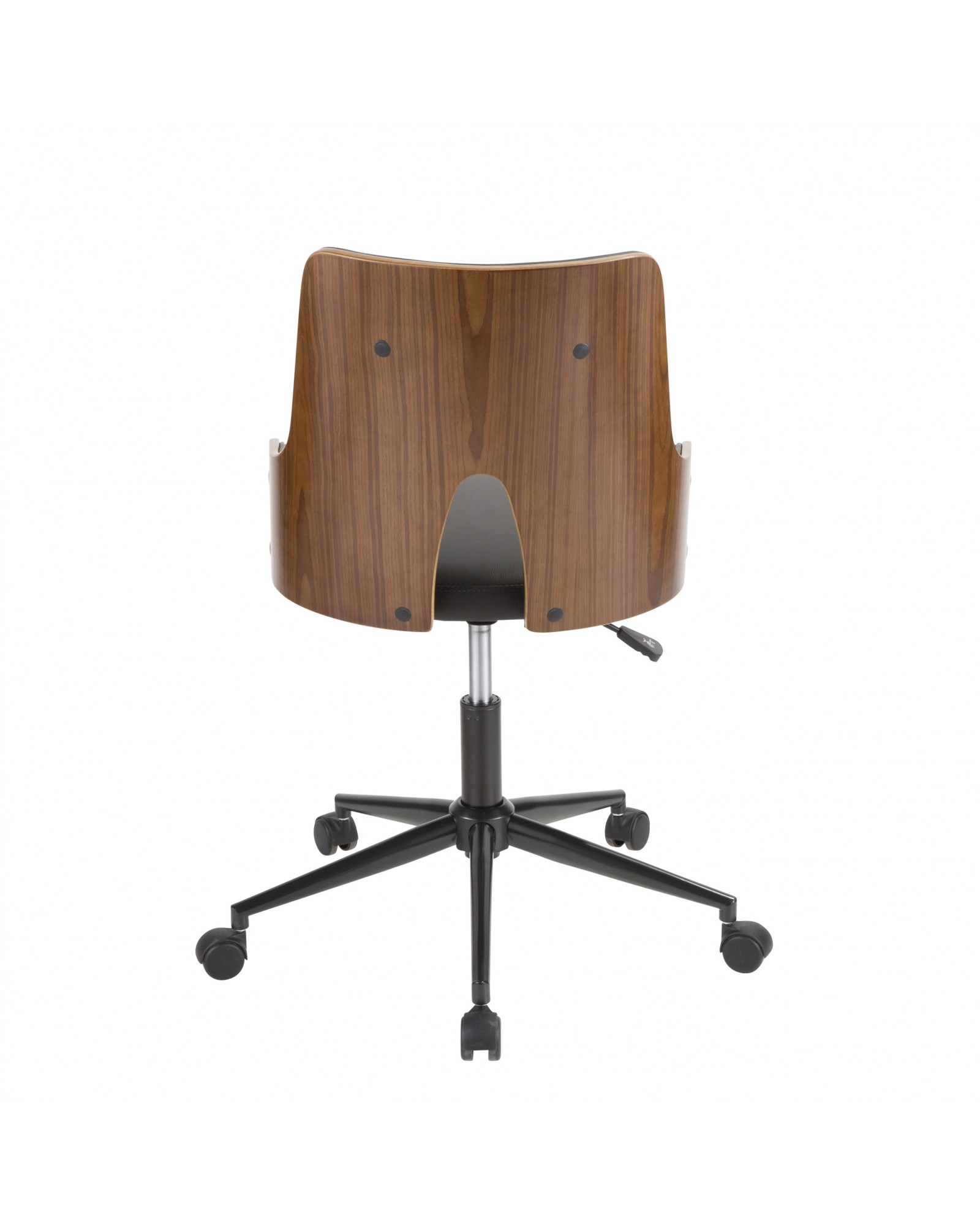 Stella Mid-Century Modern Office Chair in Walnut Wood and Black Faux Leather