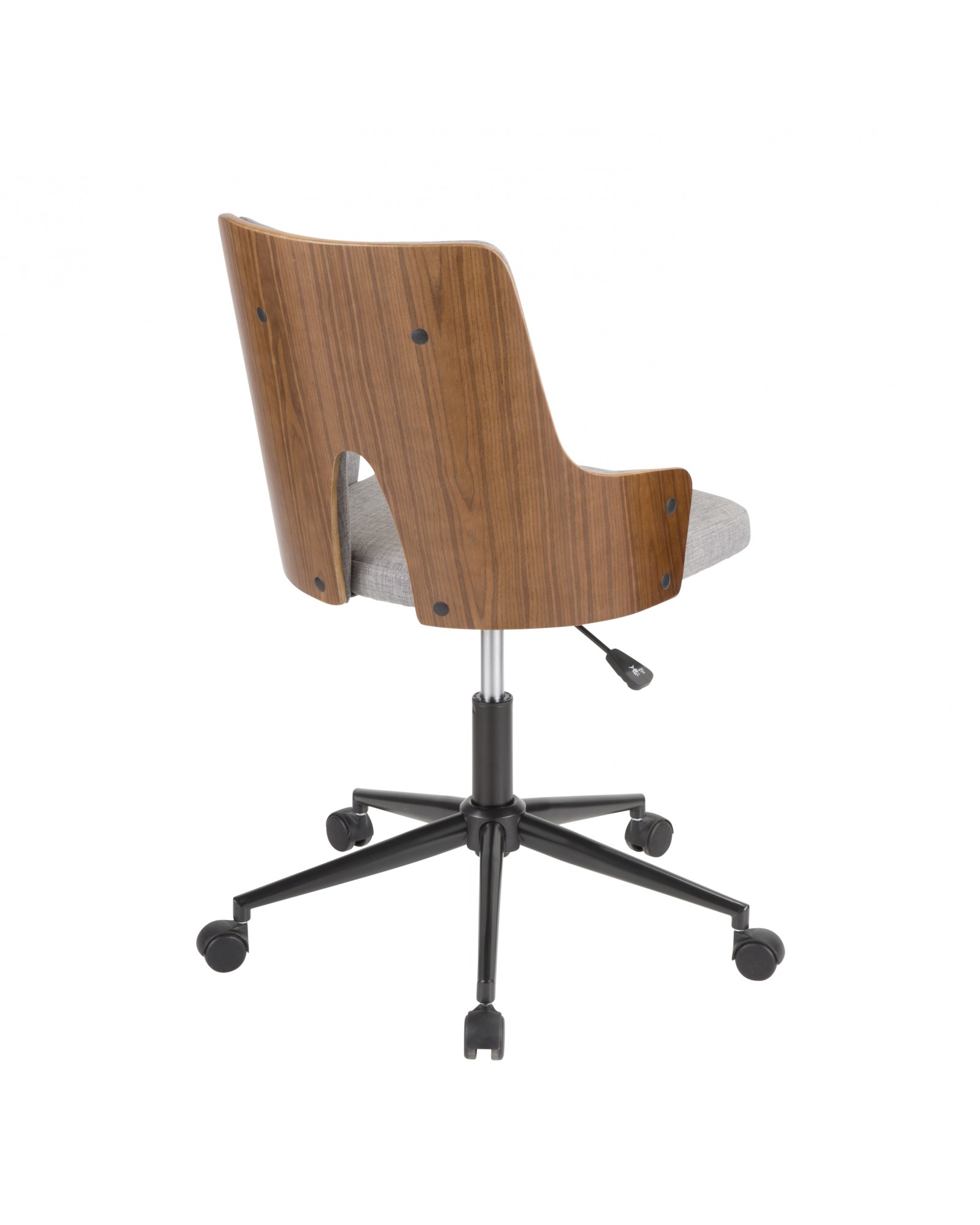 Stella Mid-Century Modern Office Chair in Walnut Wood and Grey Fabric