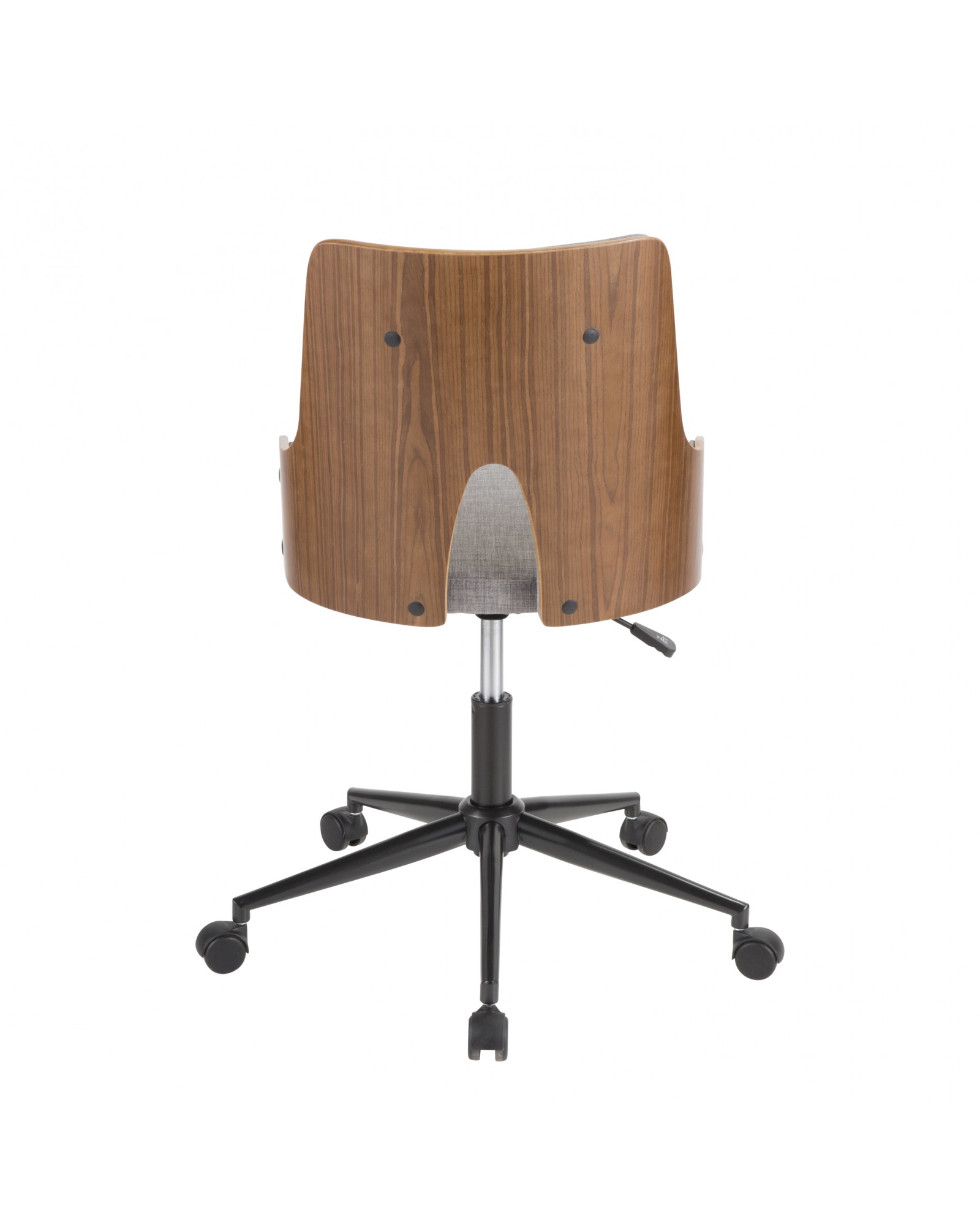 Stella Mid-Century Modern Office Chair in Walnut Wood and Grey Fabric