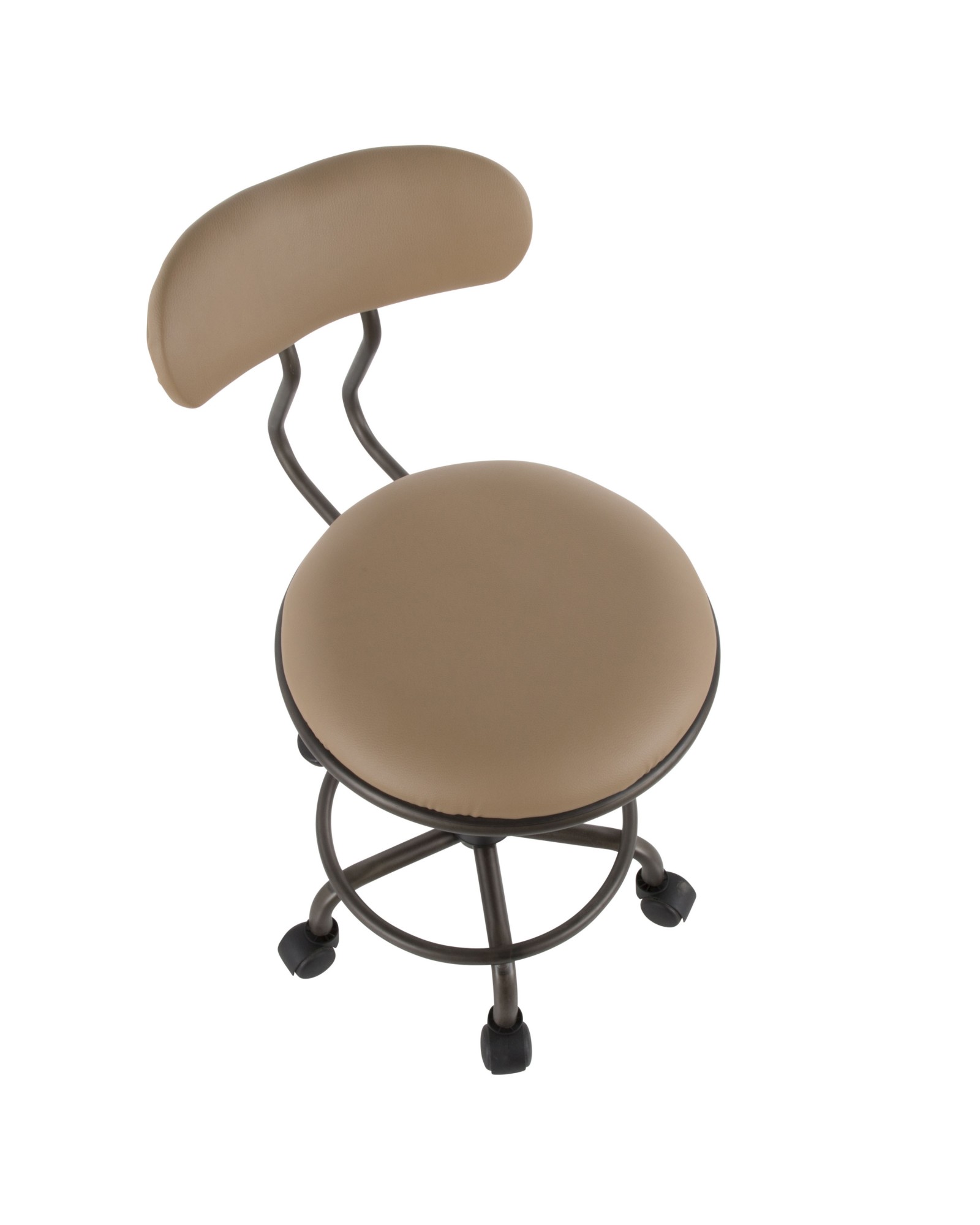 Swift Industrial Task Chair in Antique Metal and Camel Faux Leather