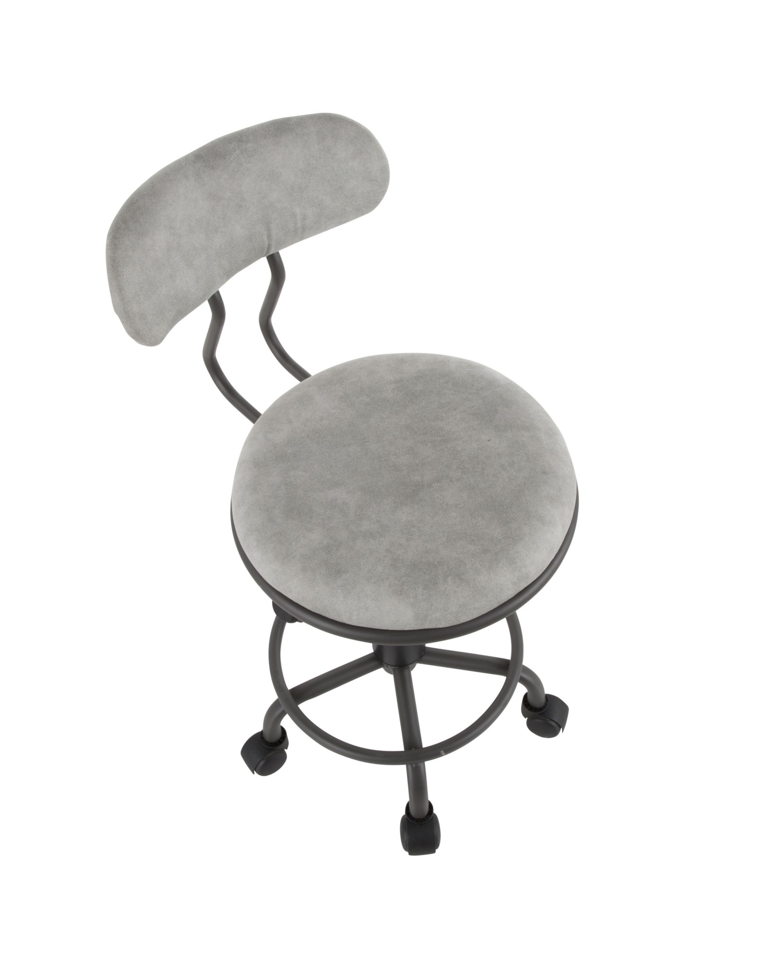 Swift Industrial Task Chair in Grey Metal and Light Grey Faux Leather