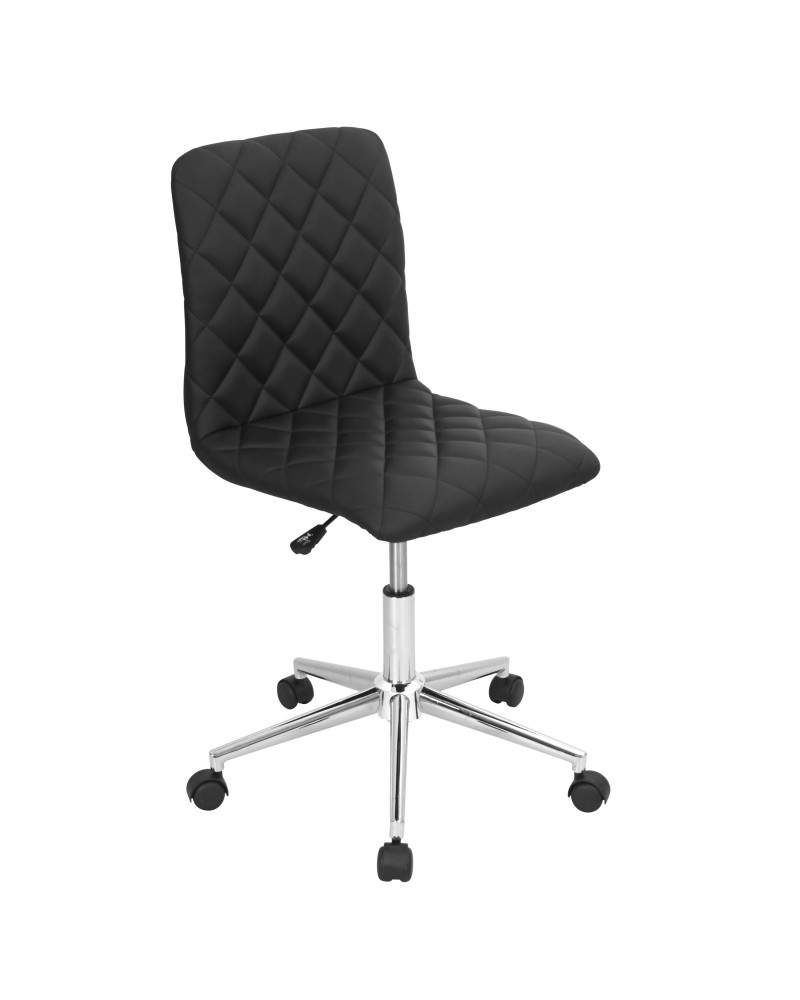 Caviar Contemporary Adjustable Office Chair in Black Faux Leather