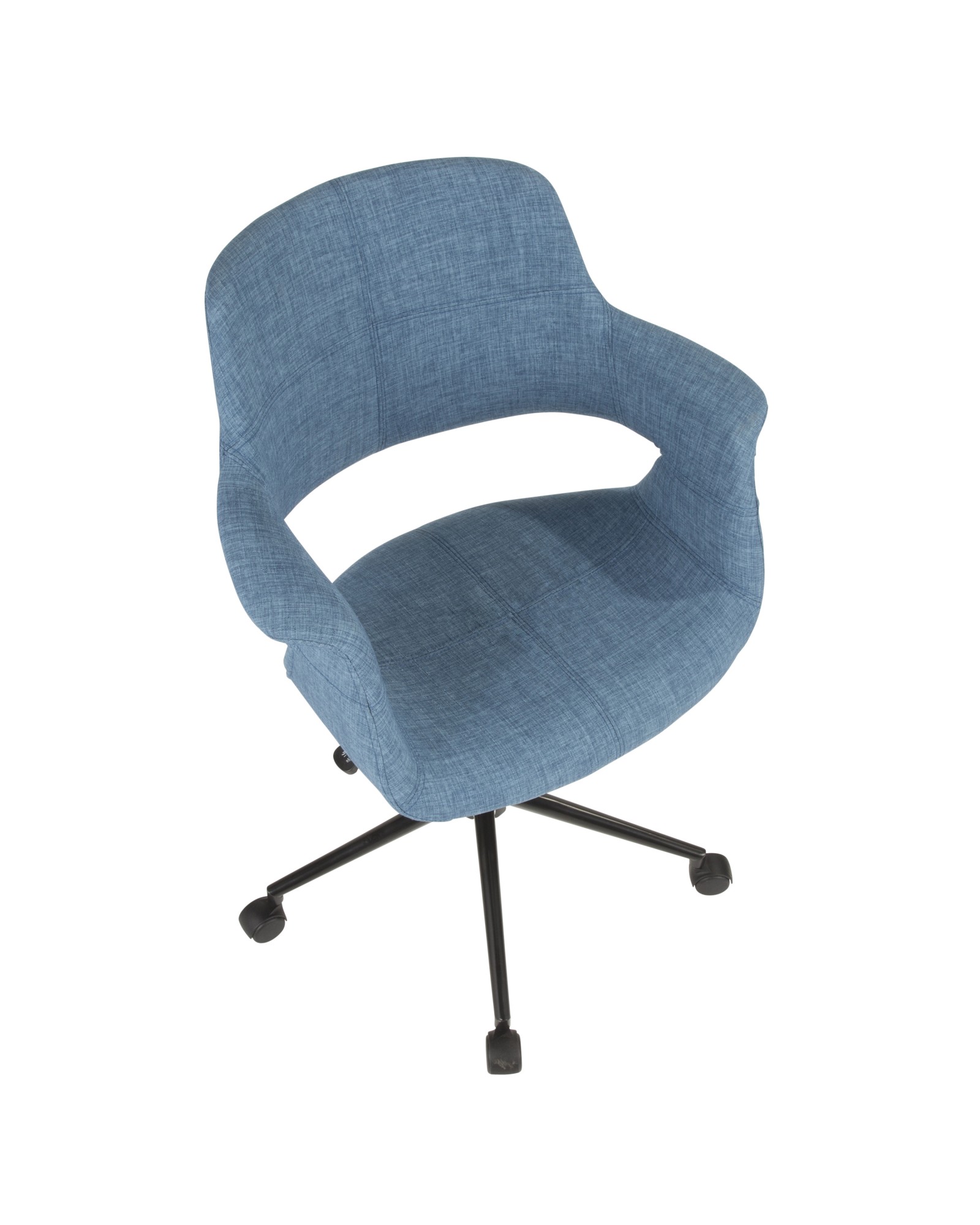 Vintage Flair Mid-Century Modern Office Chair in Blue with Black Metal Base