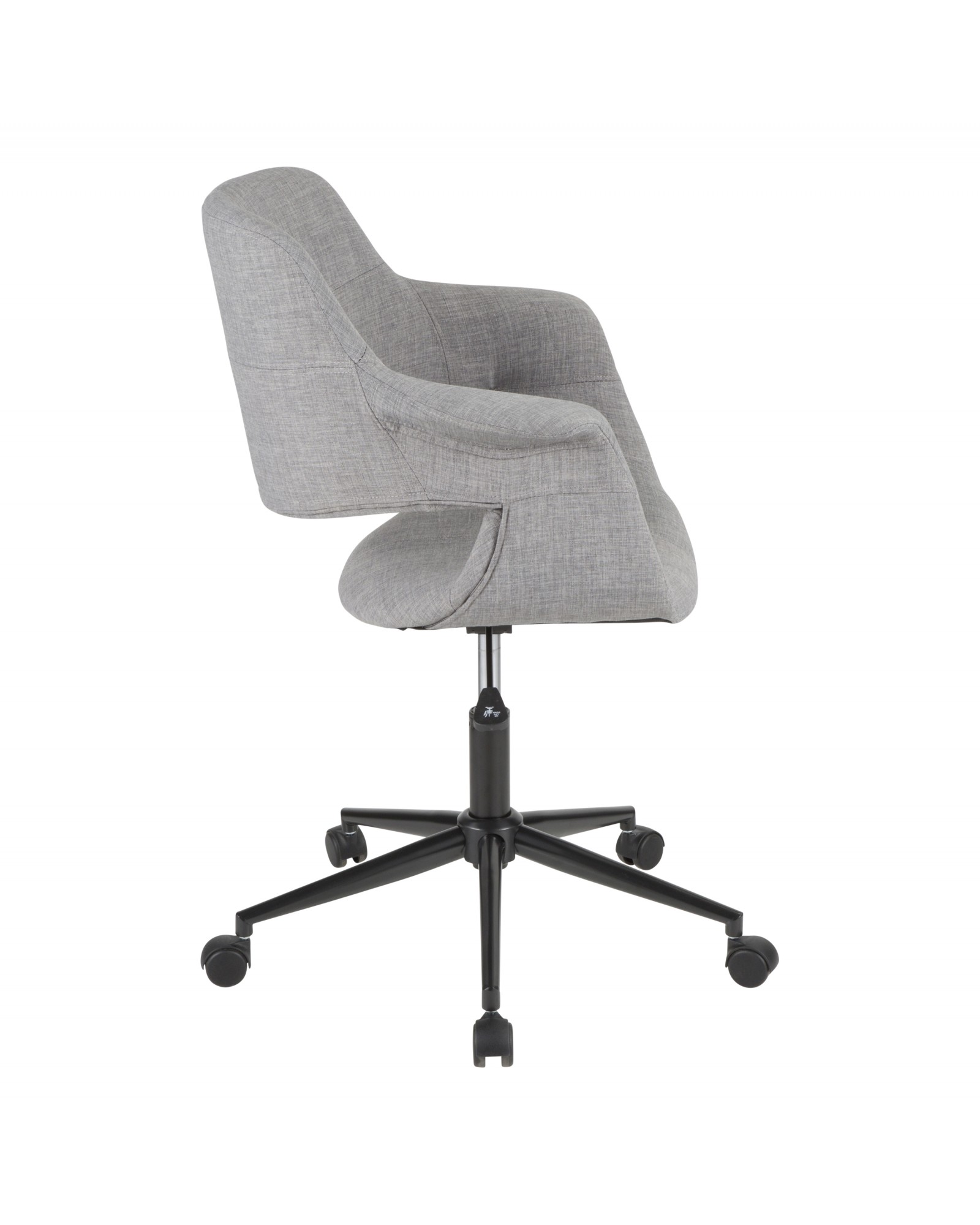 Vintage Flair Mid-Century Modern Office Chair in Grey with Black Metal Base