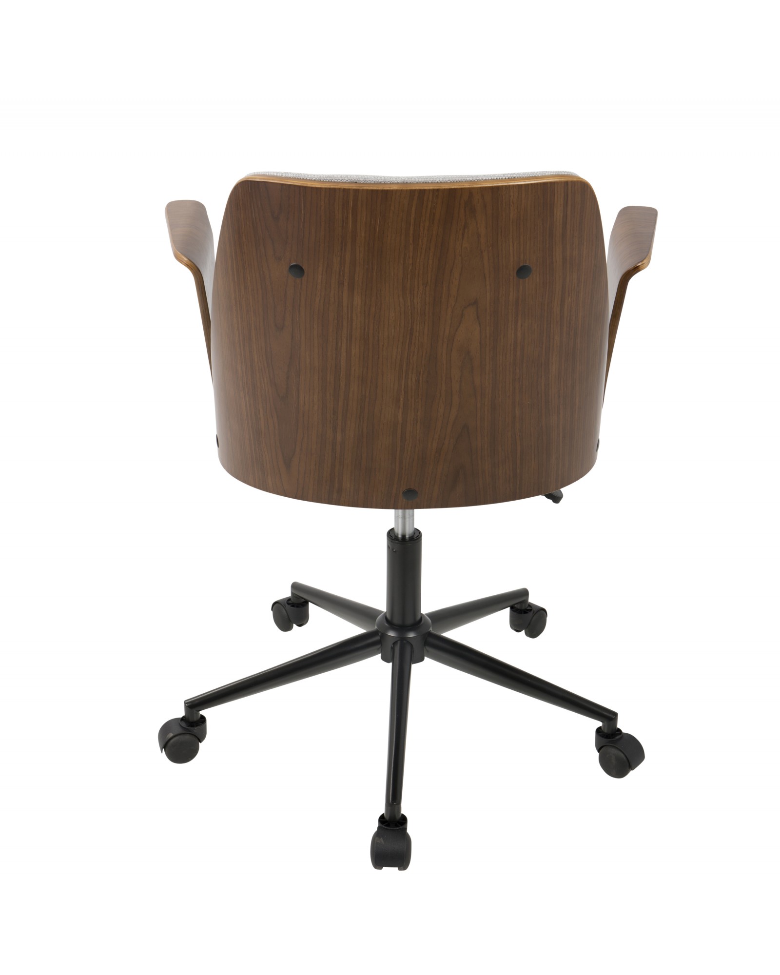 Verdana Mid-Century Modern Office Chair in Walnut Wood and Grey Fabric