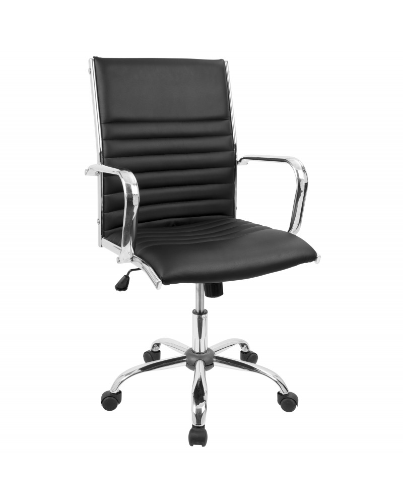 Master Contemporary Adjustable Office Chair with Swivel in Black Faux Leather