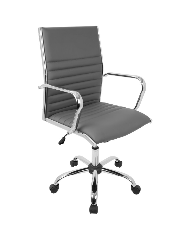 Master Contemporary Adjustable Office Chair with Swivel in Grey Faux Leather