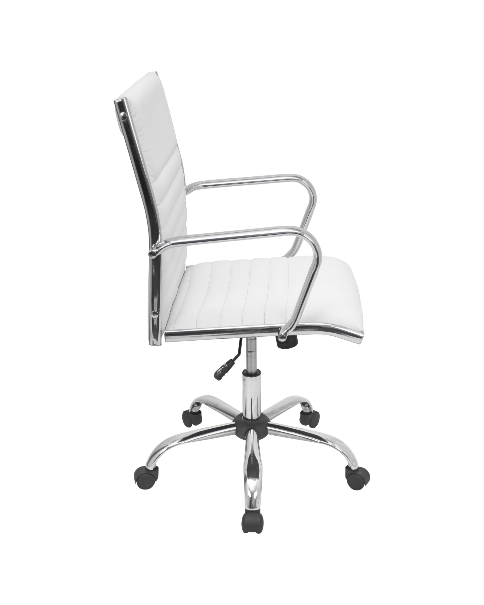 Master Contemporary Adjustable Office Chair with Swivel in White Faux Leather