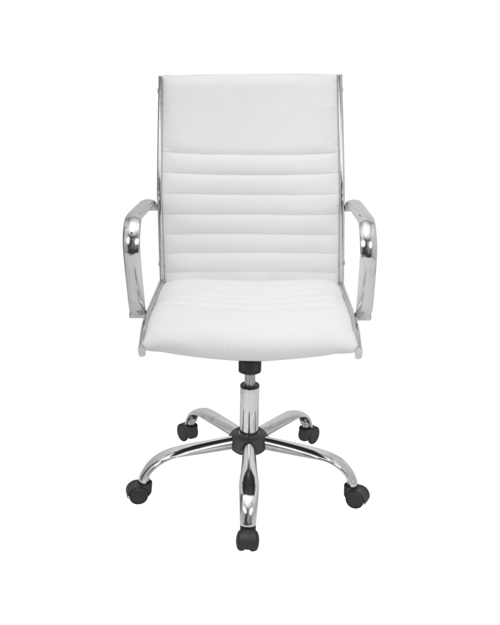 Master Contemporary Adjustable Office Chair with Swivel in White Faux Leather