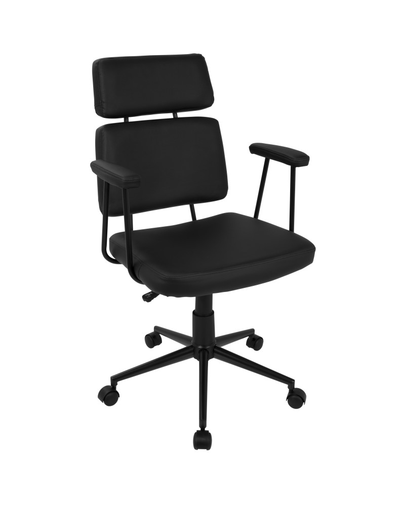 Sigmund Contemporary Adjustable Office Chair in Black Faux Leather