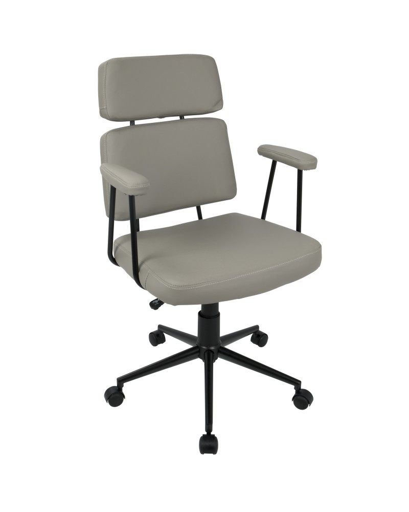 Sigmund Contemporary Adjustable Office Chair in Grey Faux Leather