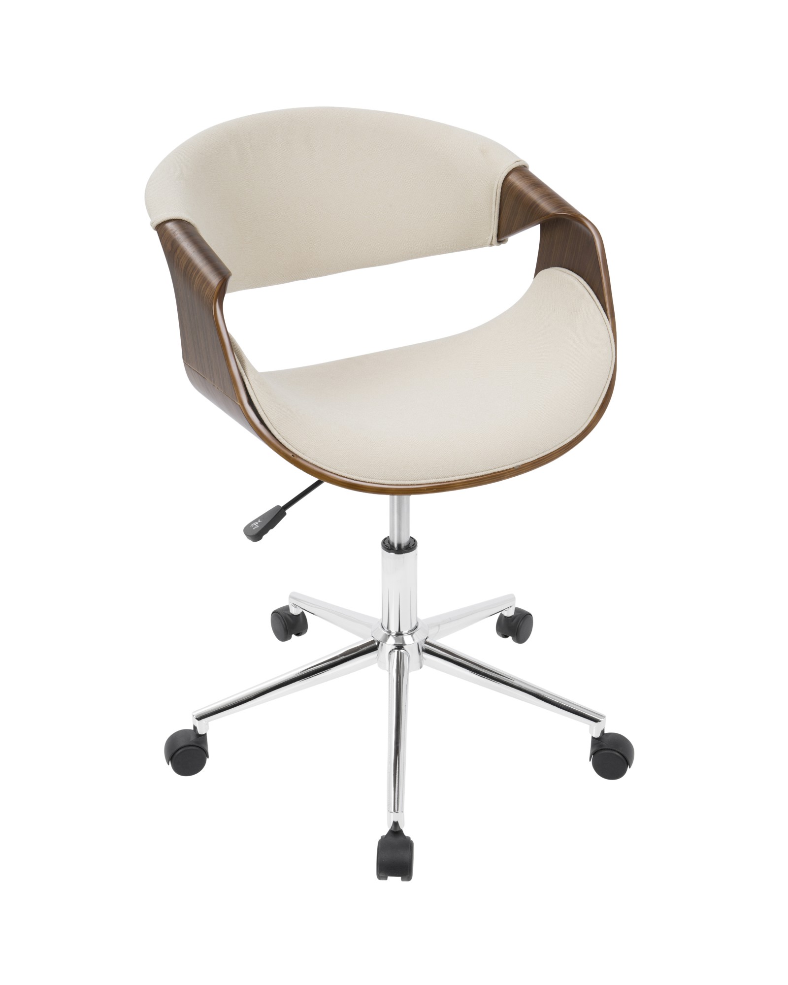 Curvo Mid-Century Modern Office Chair in Walnut and Cream