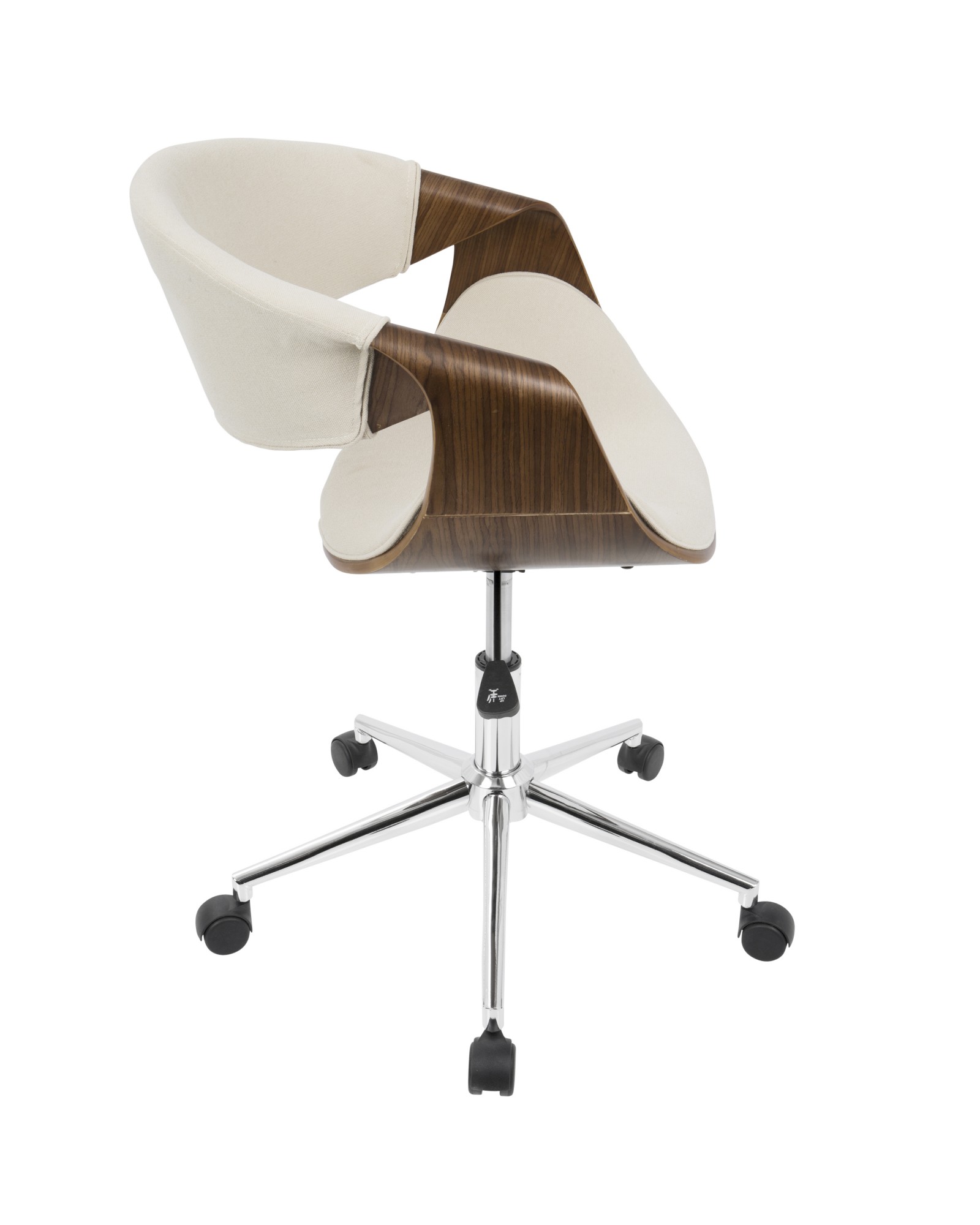 Curvo Mid-Century Modern Office Chair in Walnut and Cream