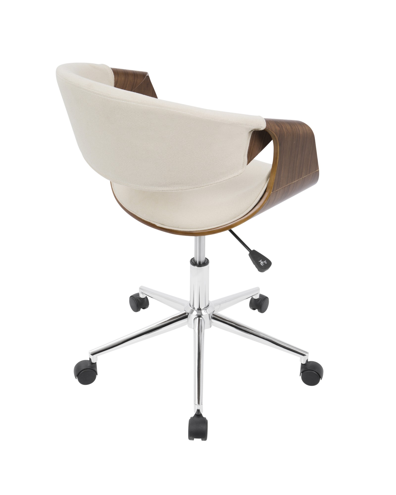 Curvo Mid-Century Modern Office Chair in Walnut and Cream