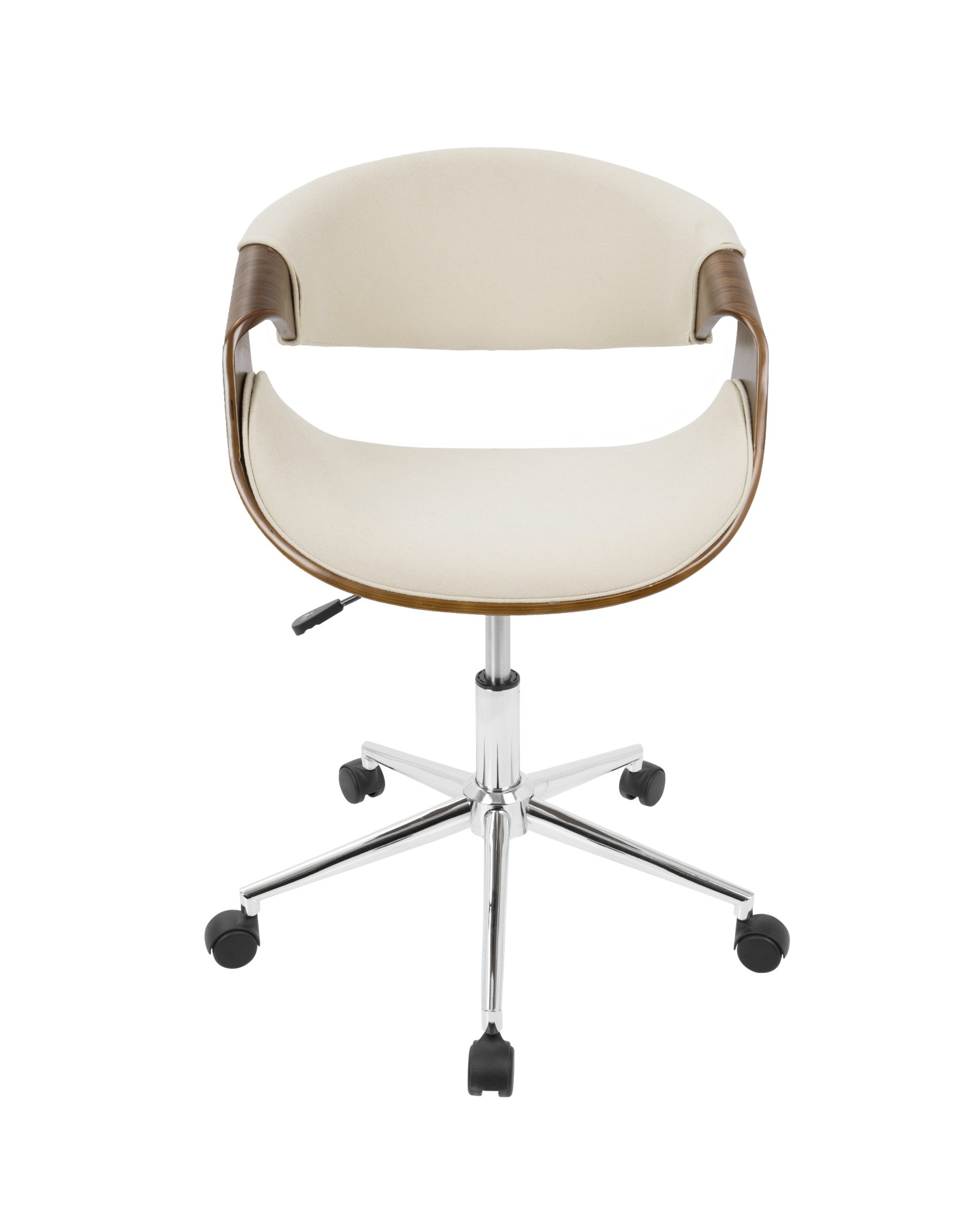 Curvo Mid-Century Modern Office Chair in Walnut and Cream