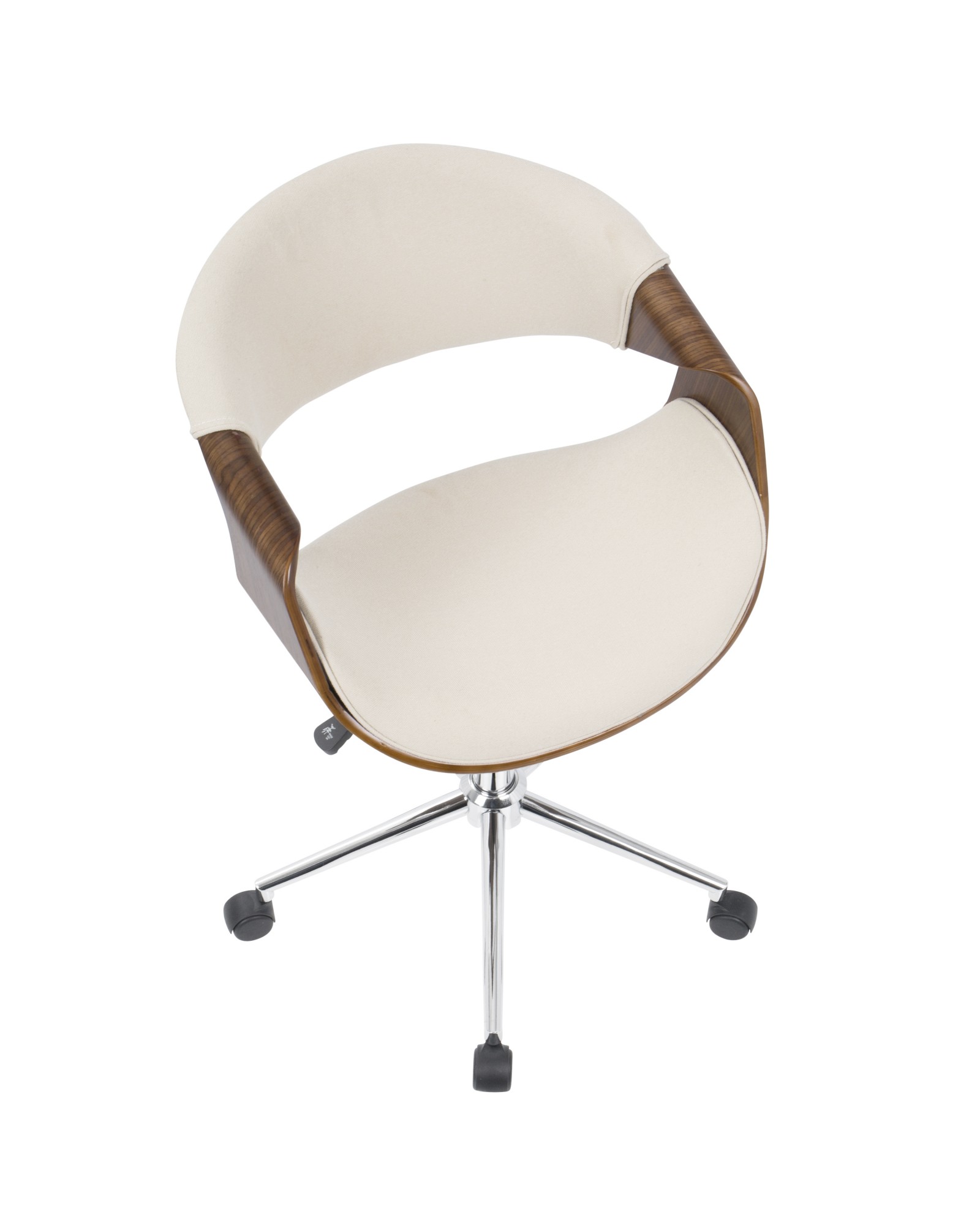 Curvo Mid-Century Modern Office Chair in Walnut and Cream