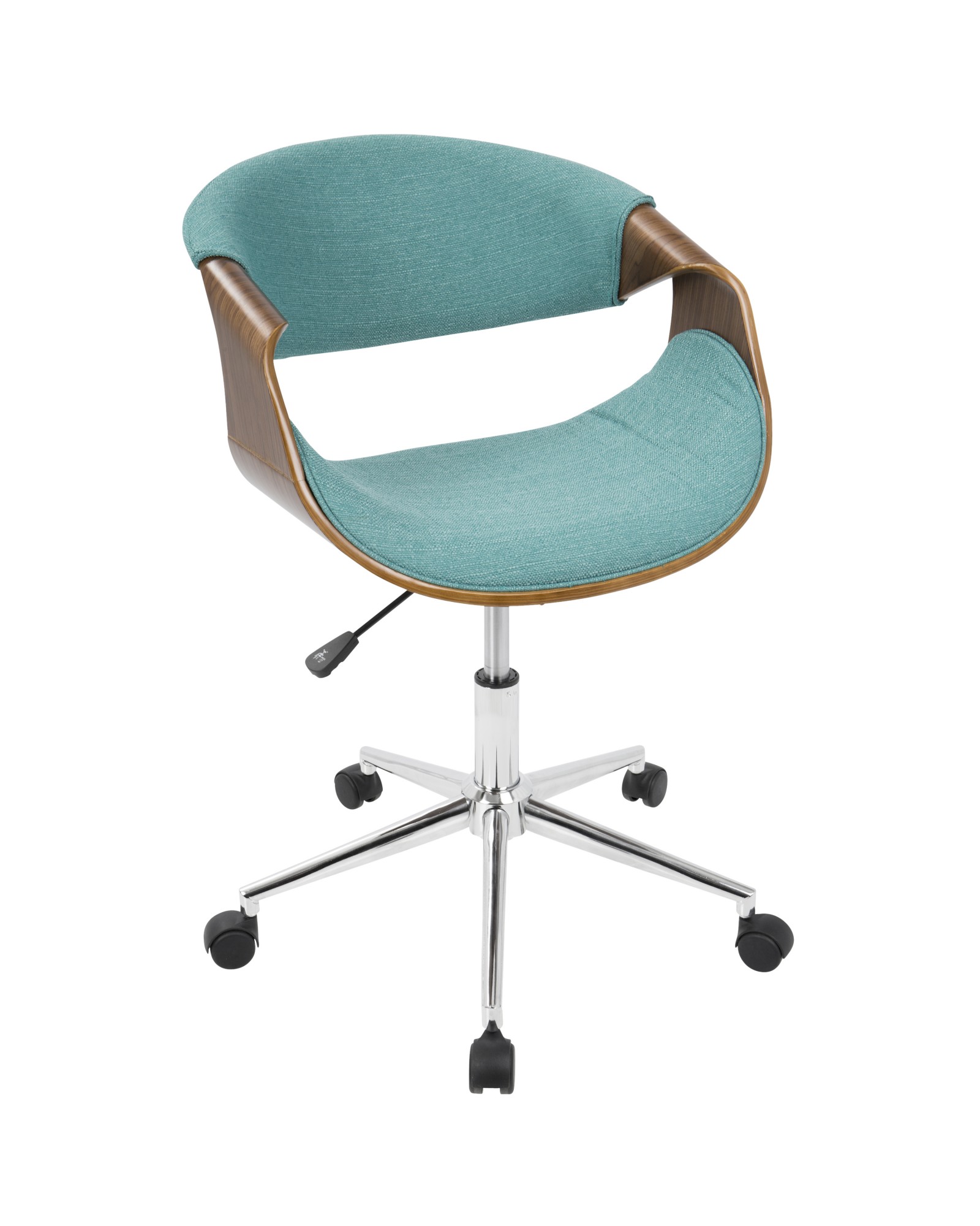 Curvo Mid-Century Modern Office Chair in Walnut and Teal